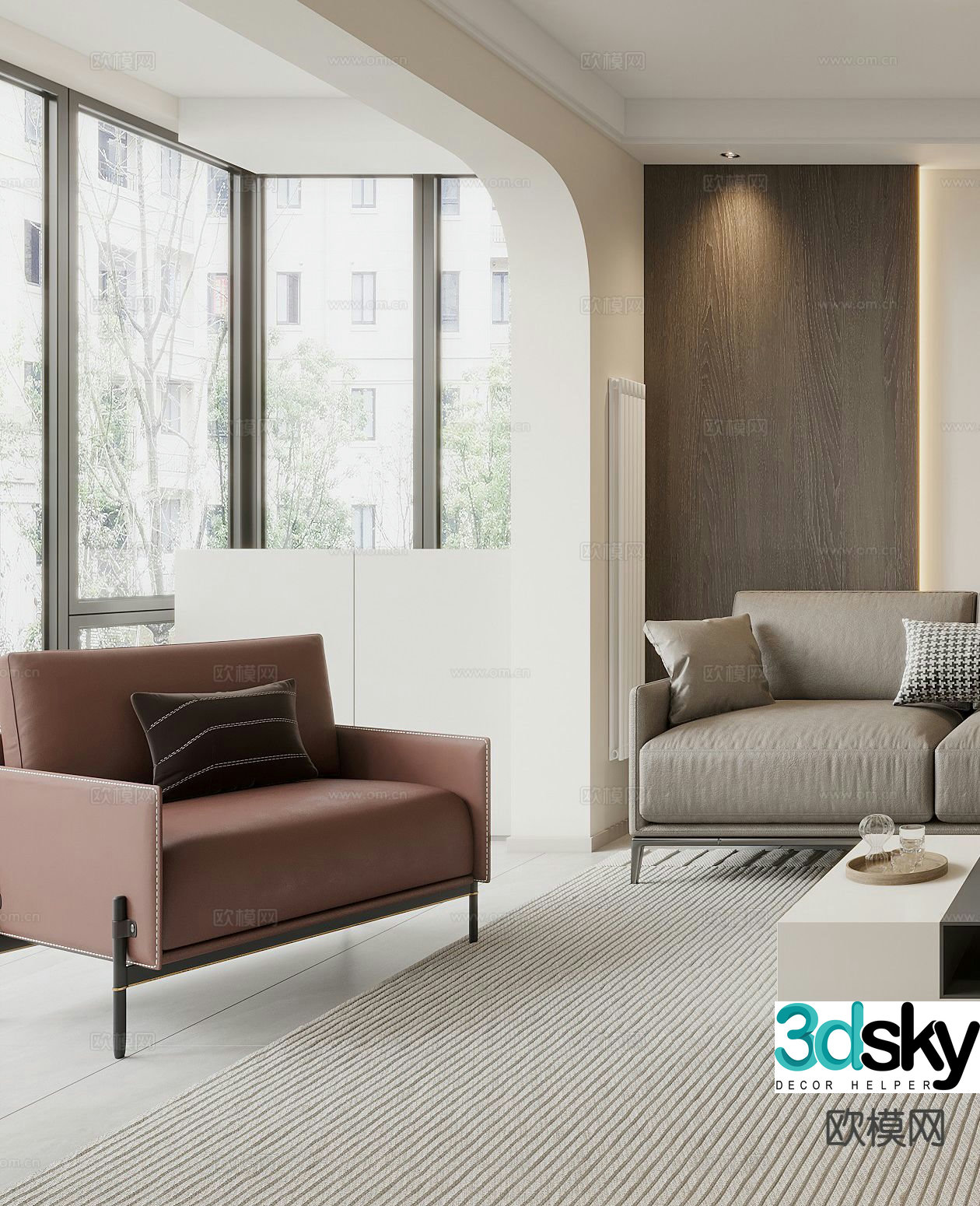 Italian style leisure chair sofa chair 3d model