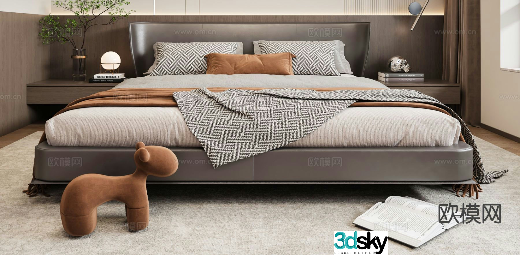 Italian double bed 3d model