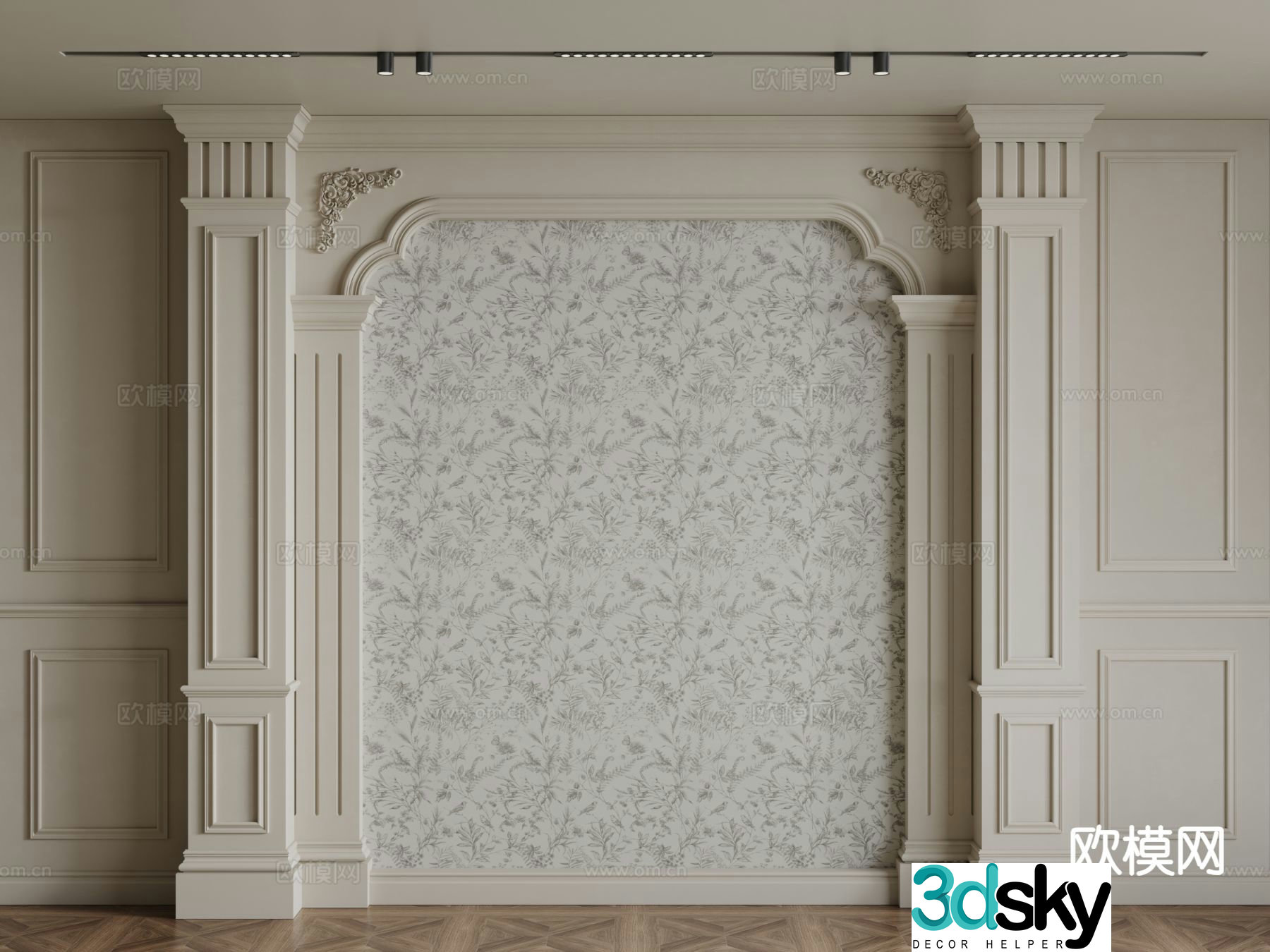 European style background wall 3d model