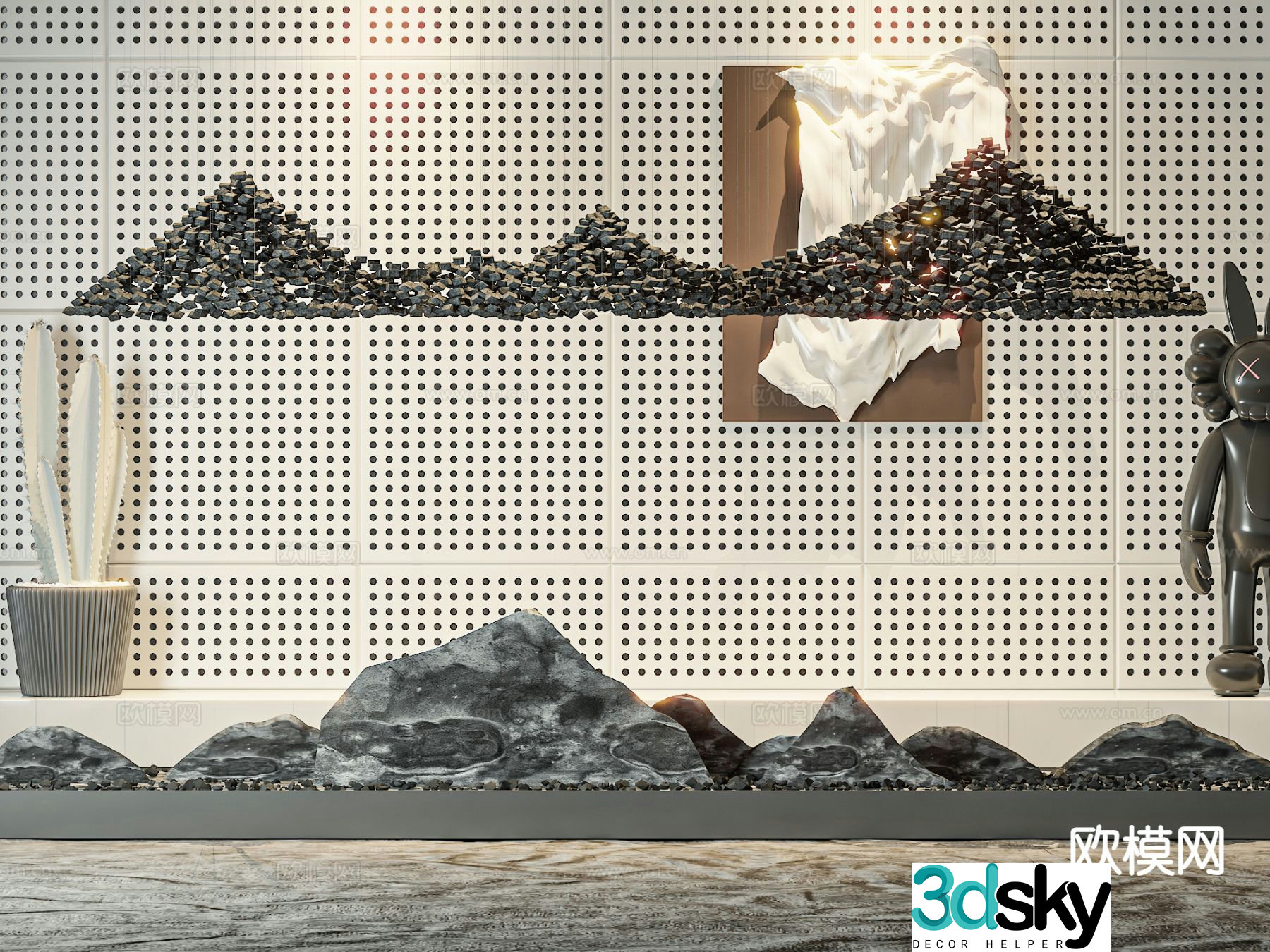 Landscape sketch stone landscaping 3D model