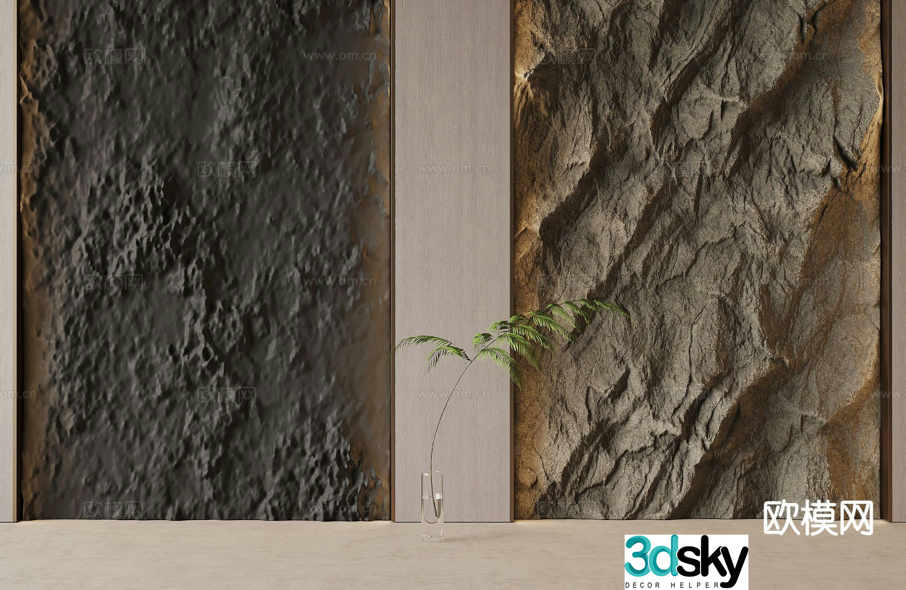 Modern rock wall matte stone wall PU stone background wall 3d model