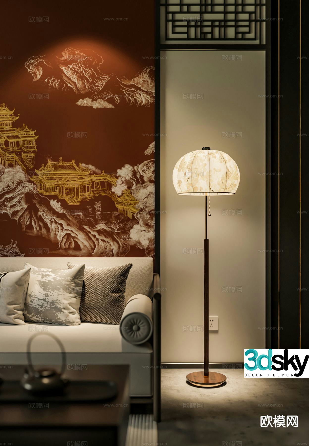 New Chinese floor lamp 3D model