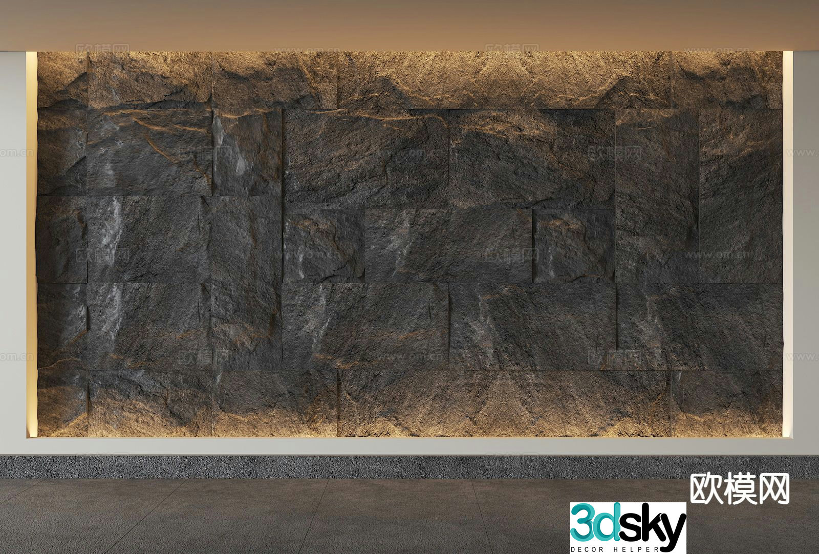Modern wool stone wall 3d model