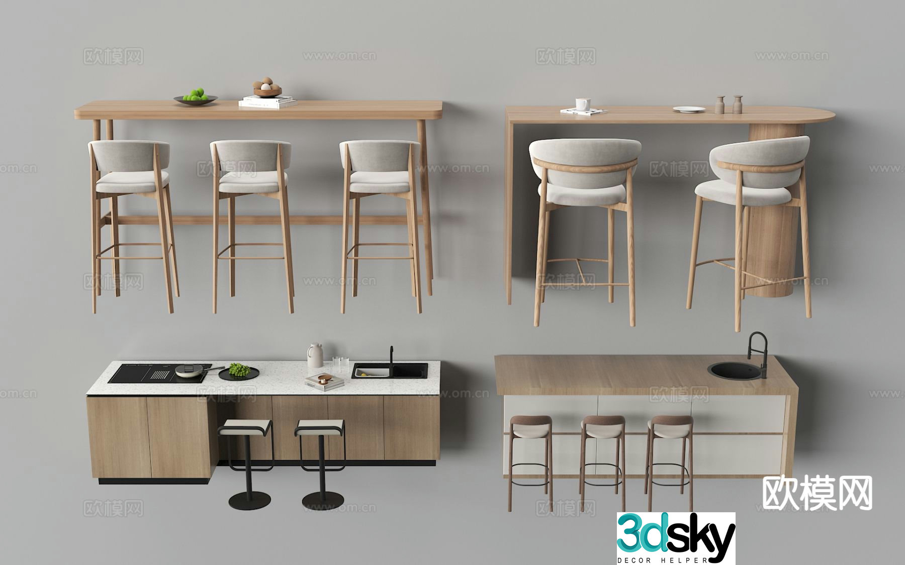 Nordic bar bar chair 3d model