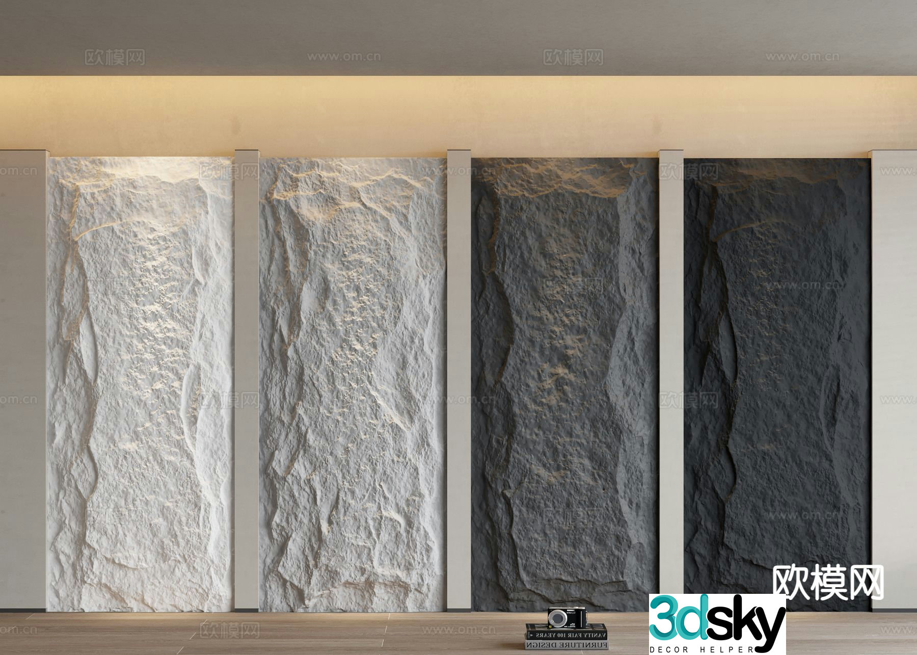 Modern wool stone background wall 3d model