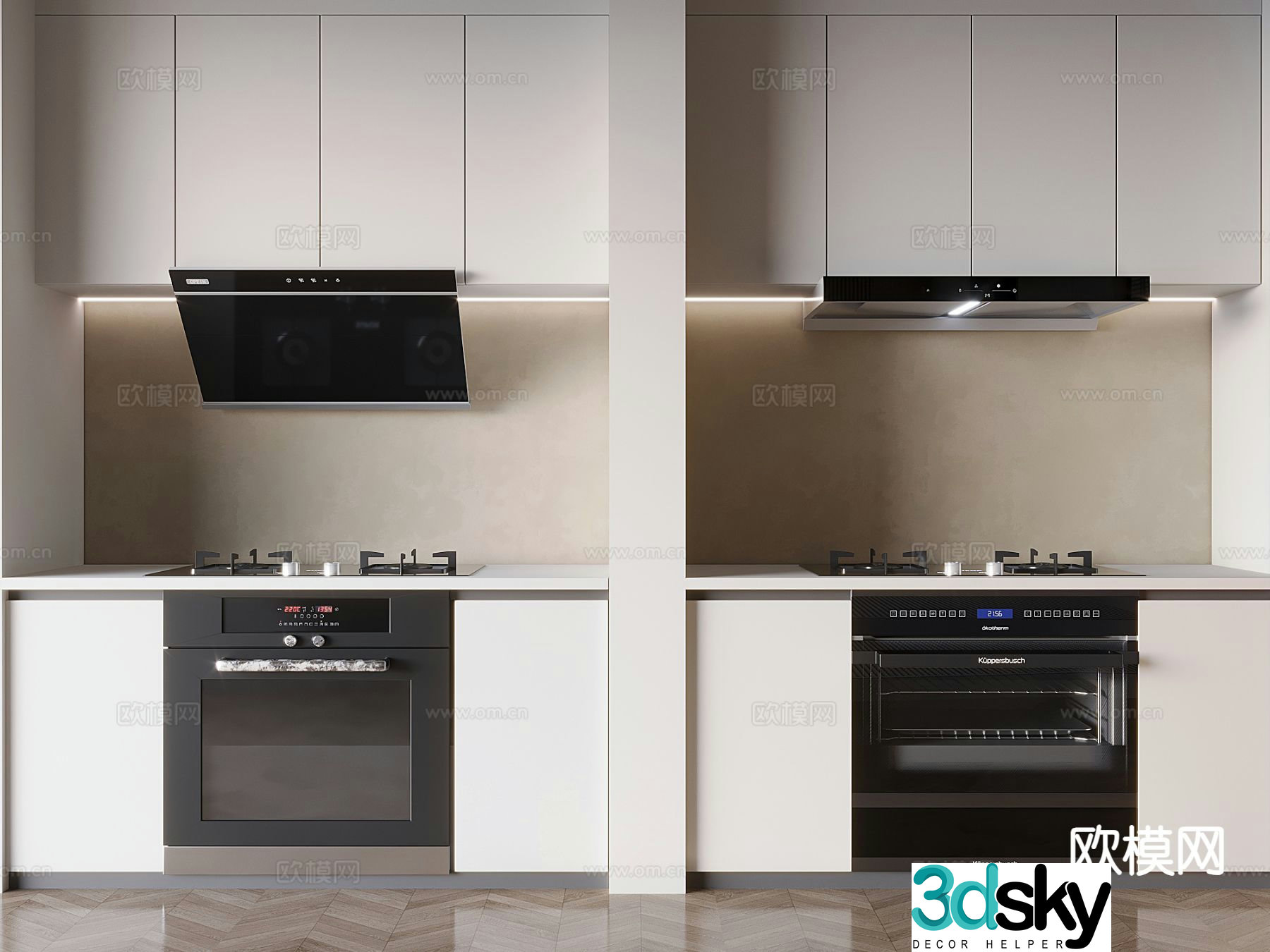 Range hood gas stove disinfection cabinet 3d model