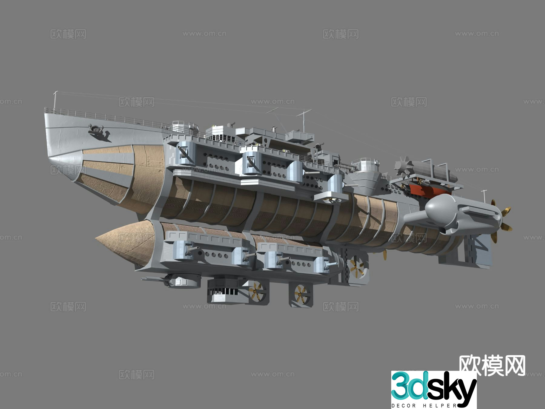 Modern airship battleship 3d model