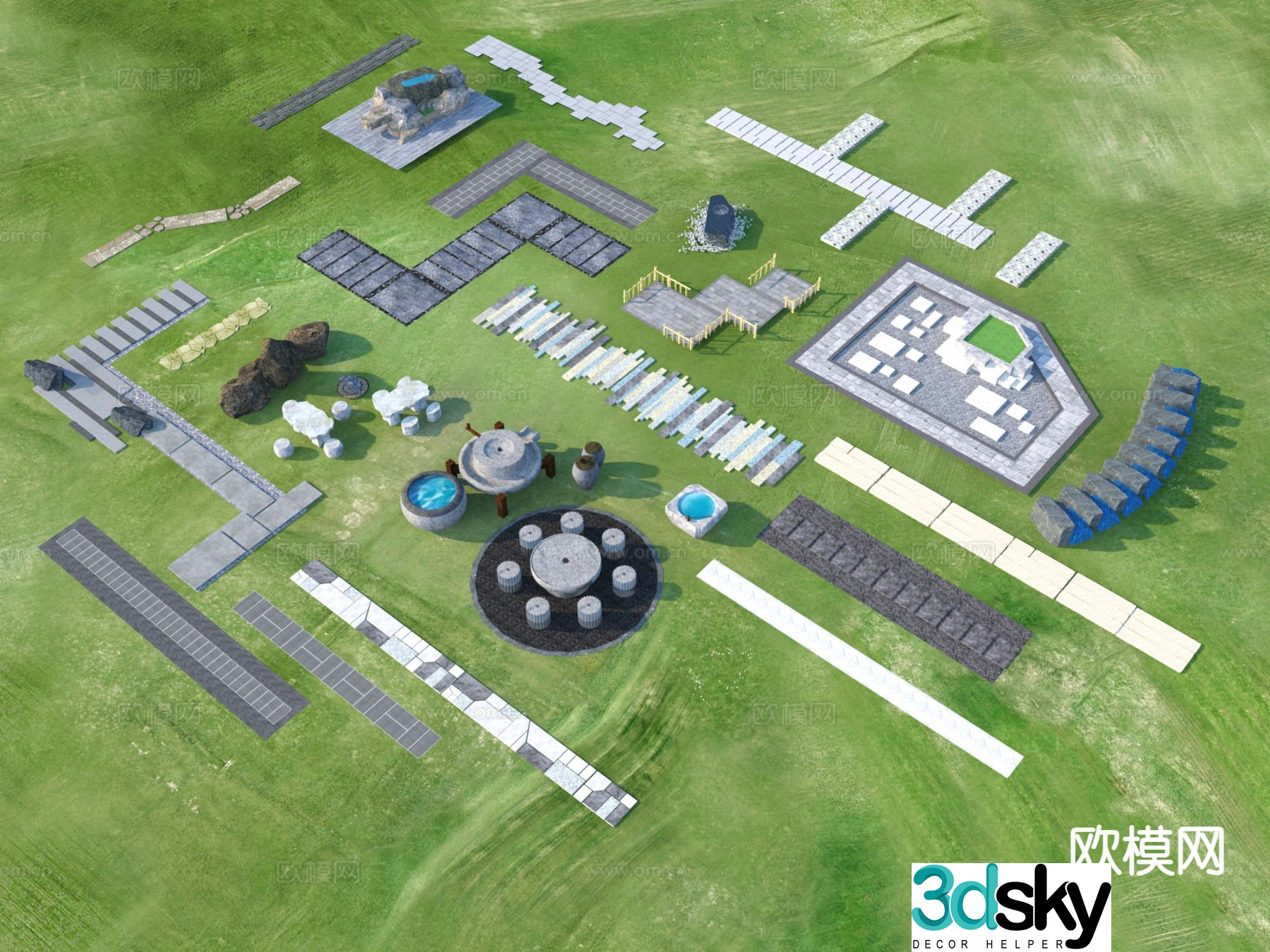 Landscape Garden Road Tingbu sketch Park Tingbu 3D model