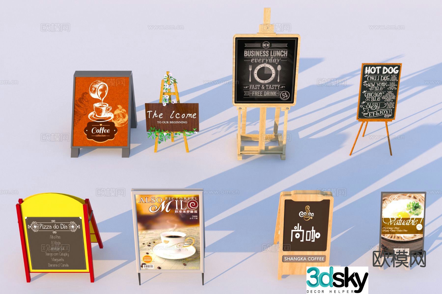 Modern billboard, water sign, vertical sign, roll-up 3D model