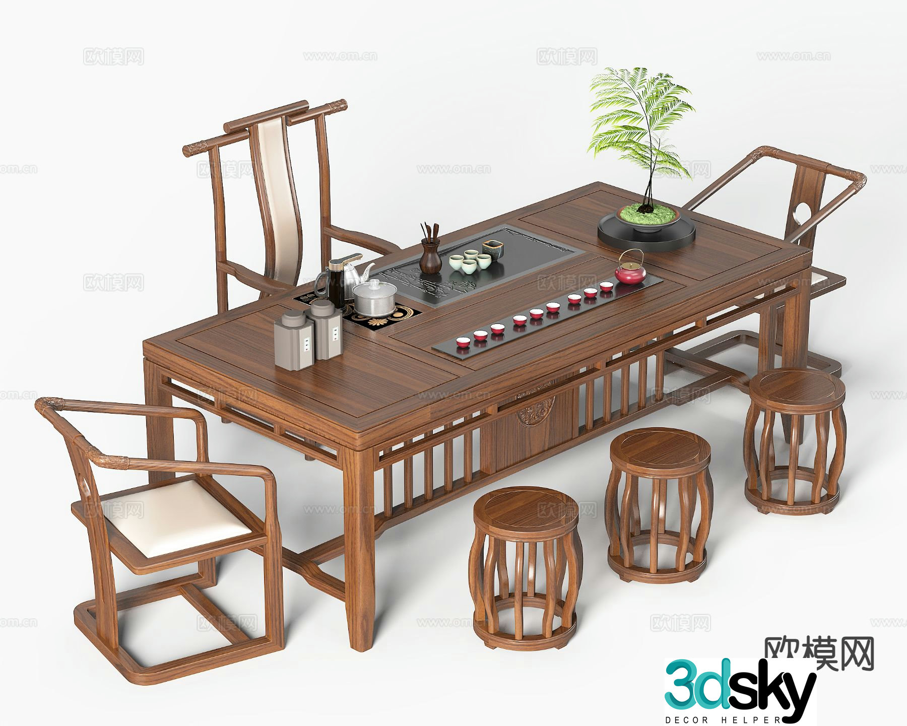 New Chinese tea table tea table 3D model