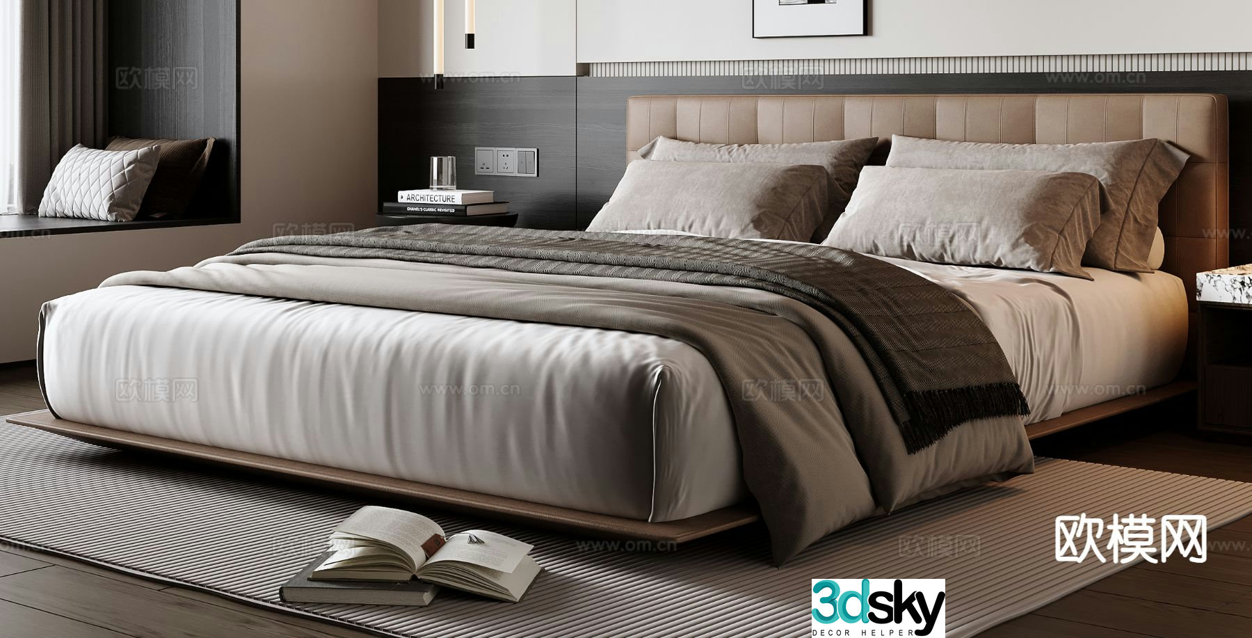 Italian double bed 3d model