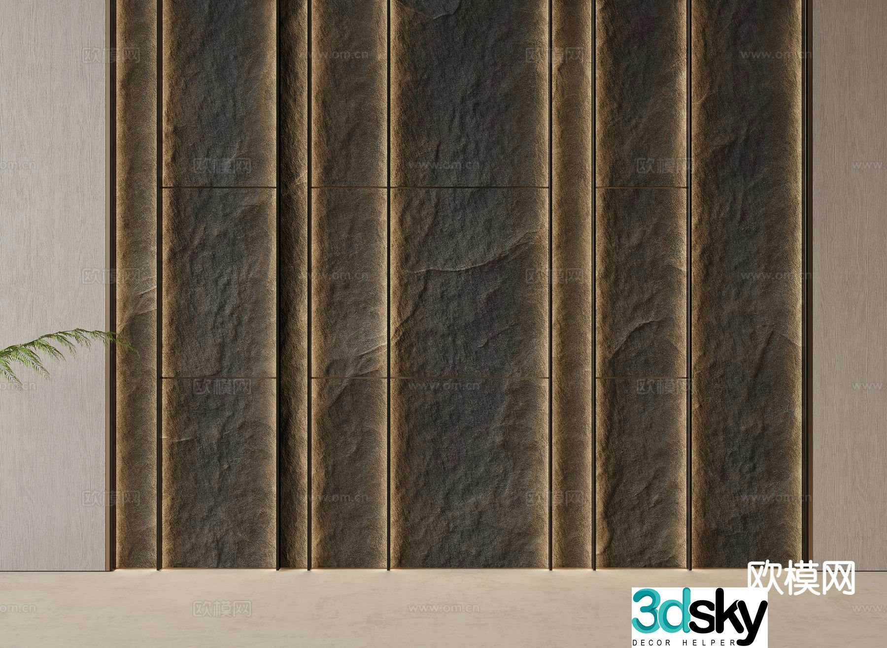 Modern rock wall matte stone wall PU stone background wall 3d model