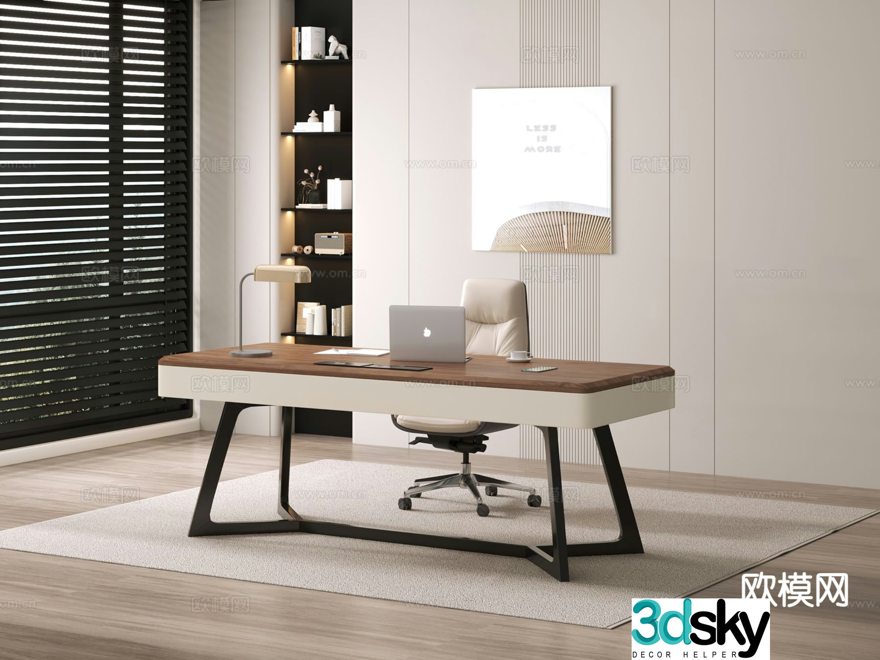 Modern desk computer desk study table 3d model