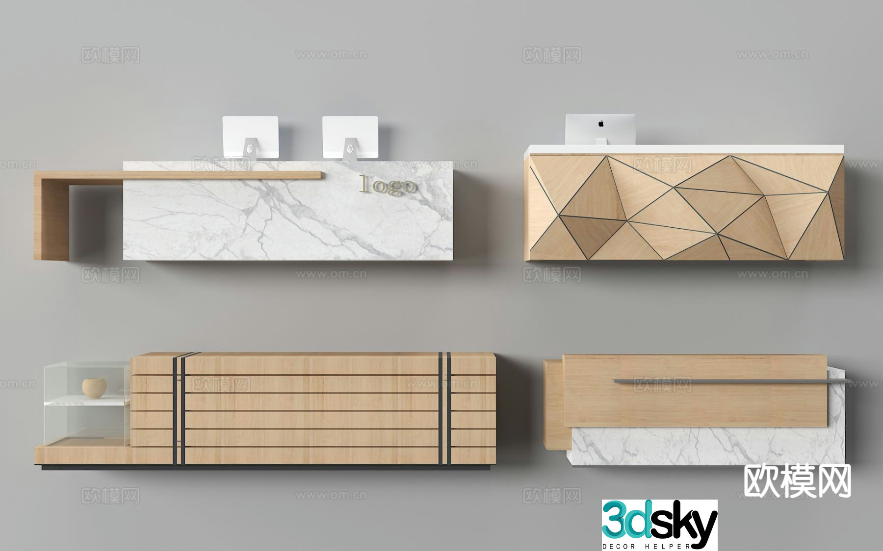 Modern front desk reception desk service desk 3d model