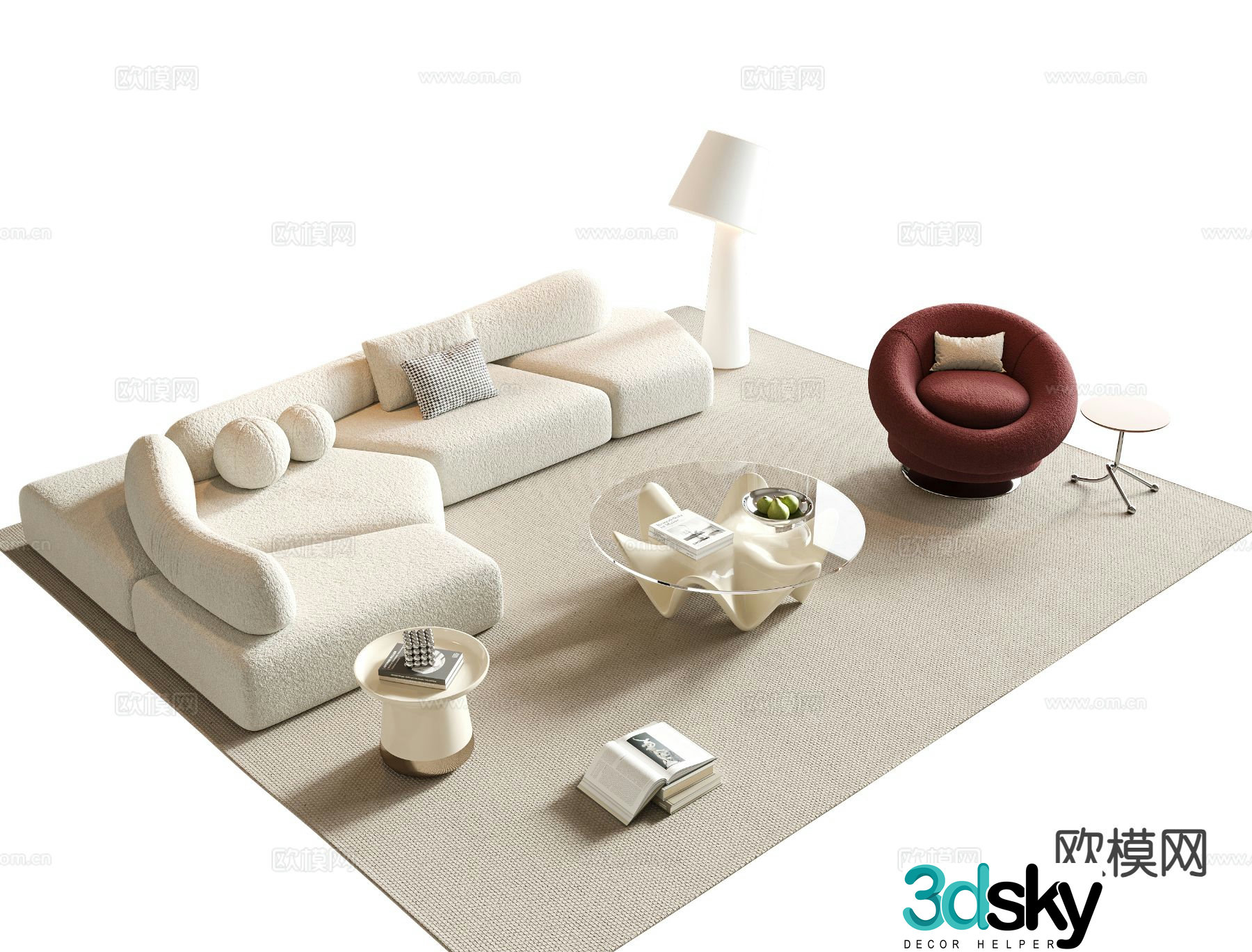 Cream style sofa modular sofa 3d model