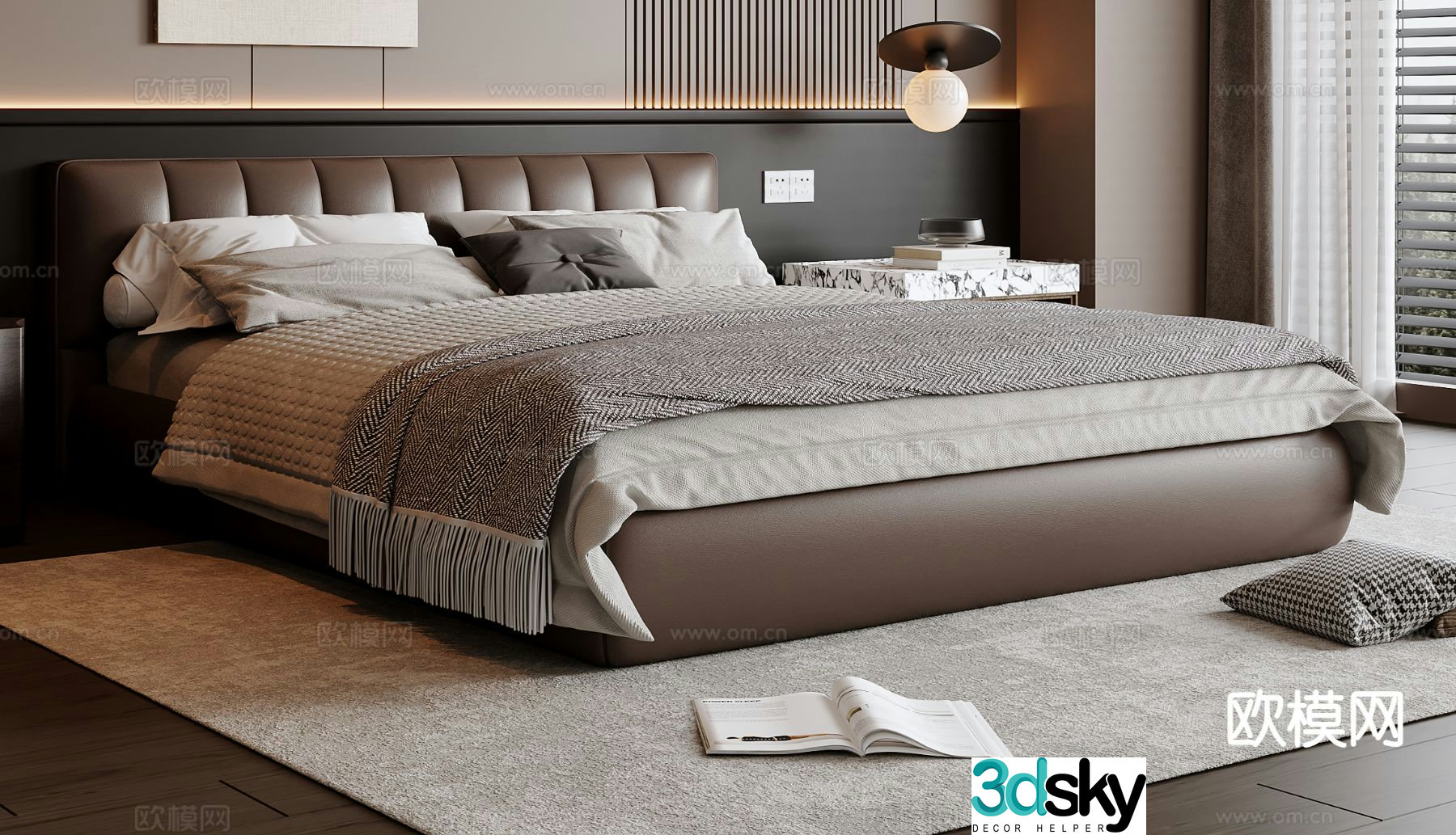 Italian double bed 3d model