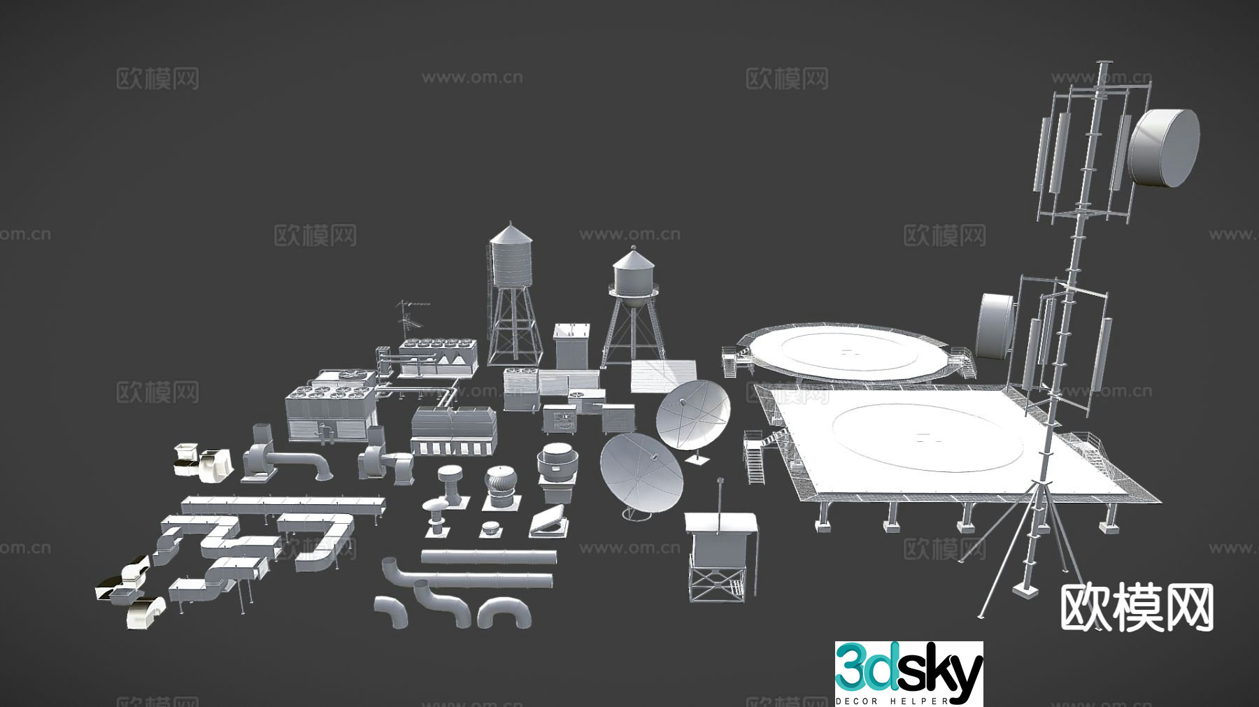 Industrial equipment water tower apron 3d model