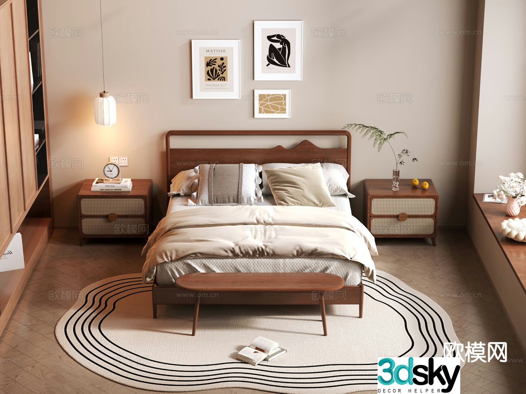 Medieval style double bed 3d model