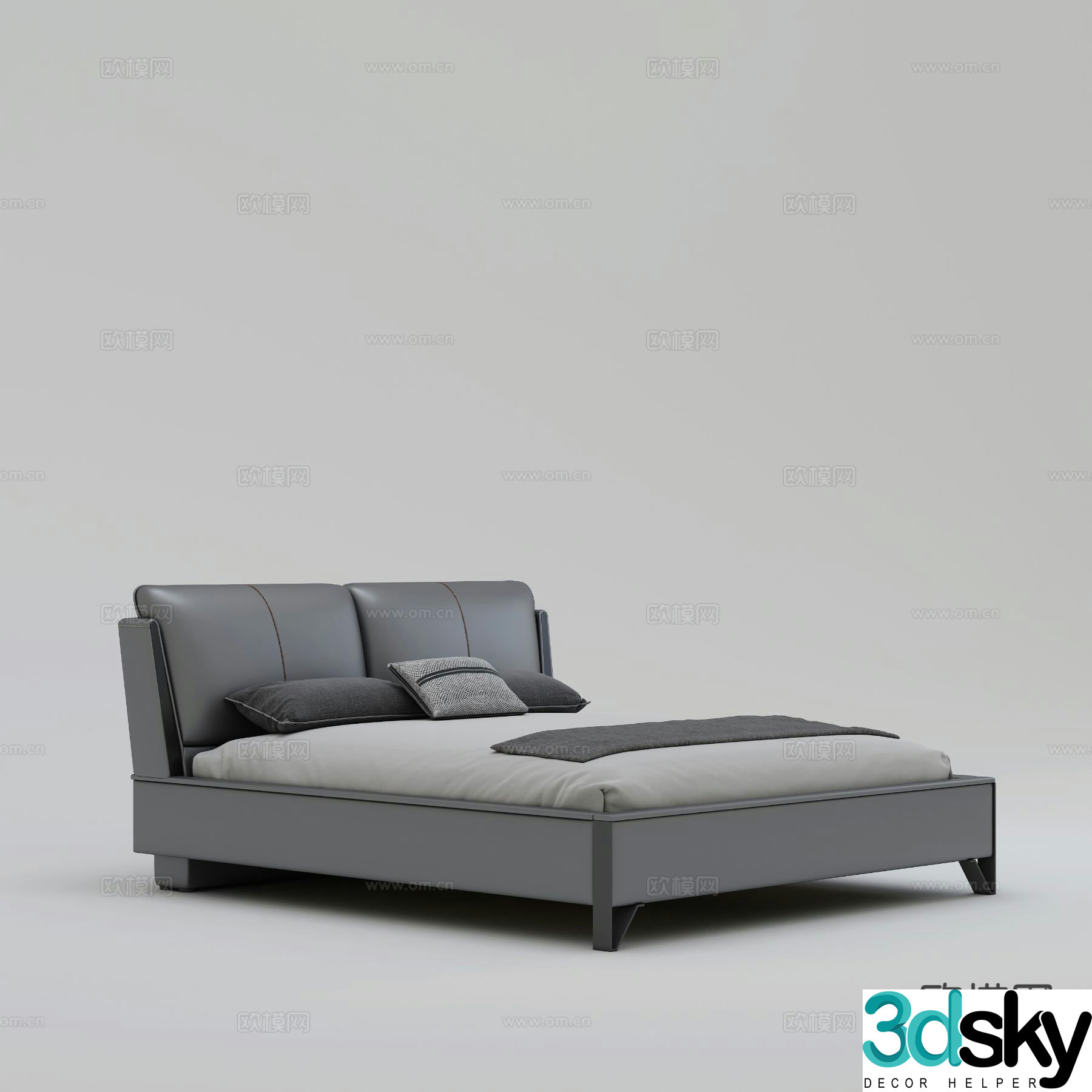 Italian double bed 3d model