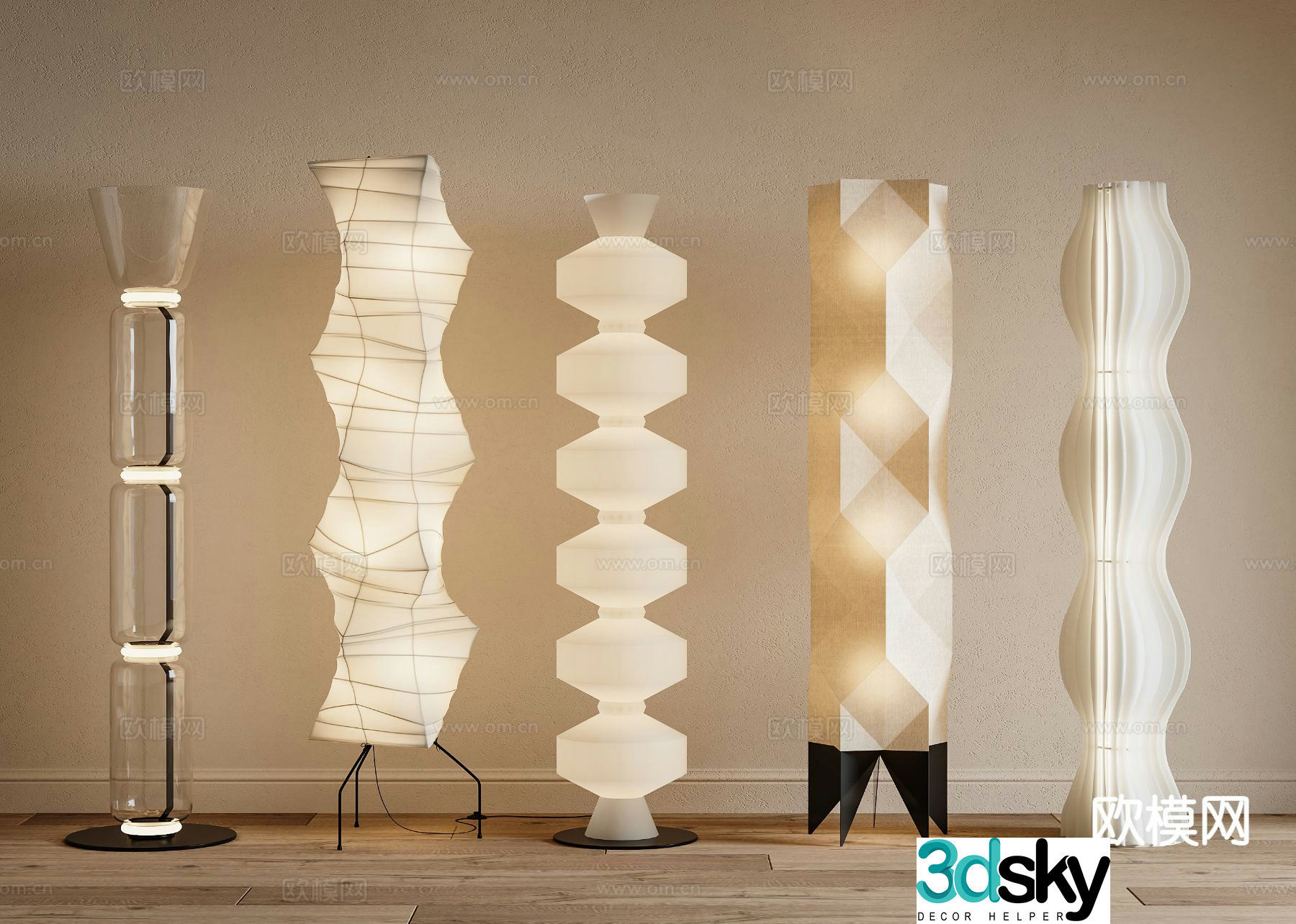 Cream style floor lamp 3d model