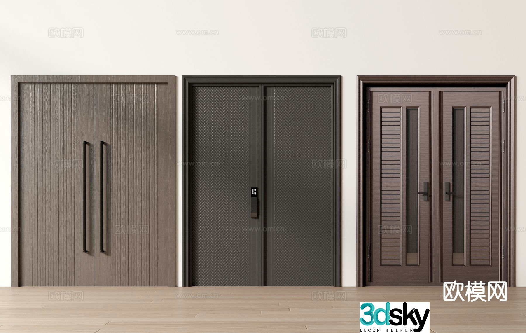 New Chinese copper door double-open door security door 3D model