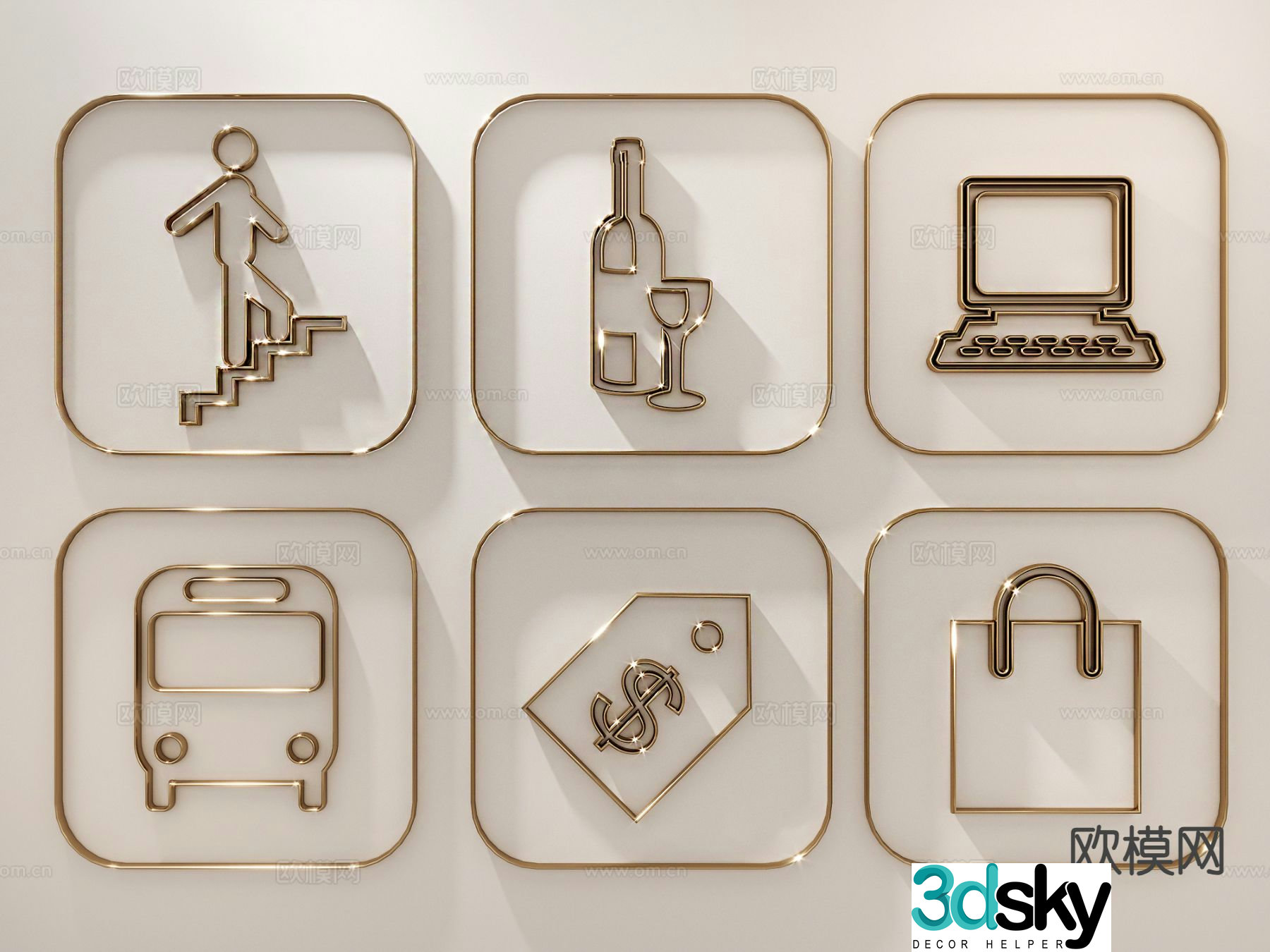 Shopping mall signage guide sign 3d model