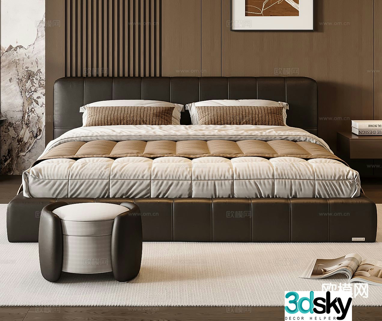 Italian double bed 3d model