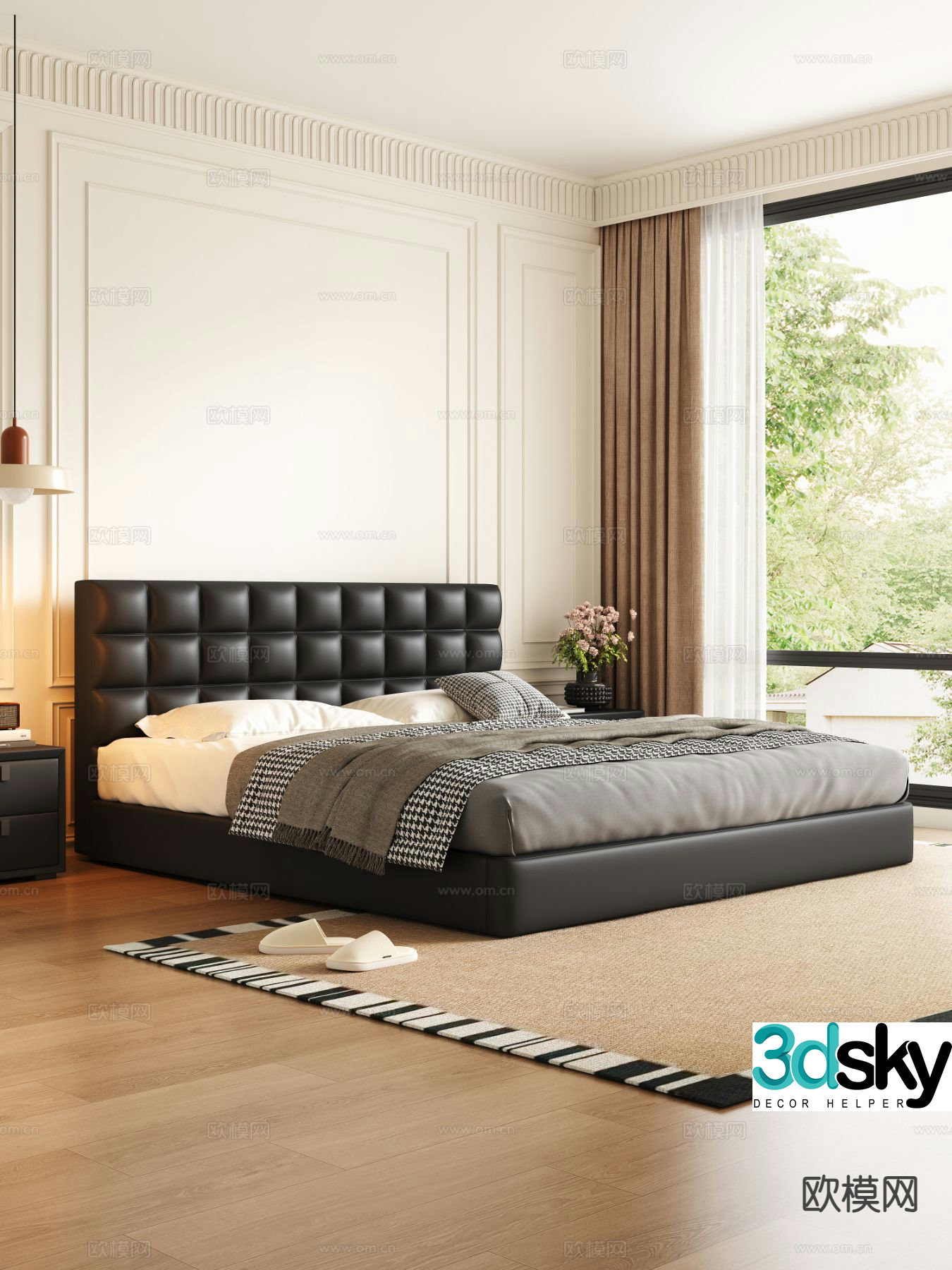 Italian double bed 3d model
