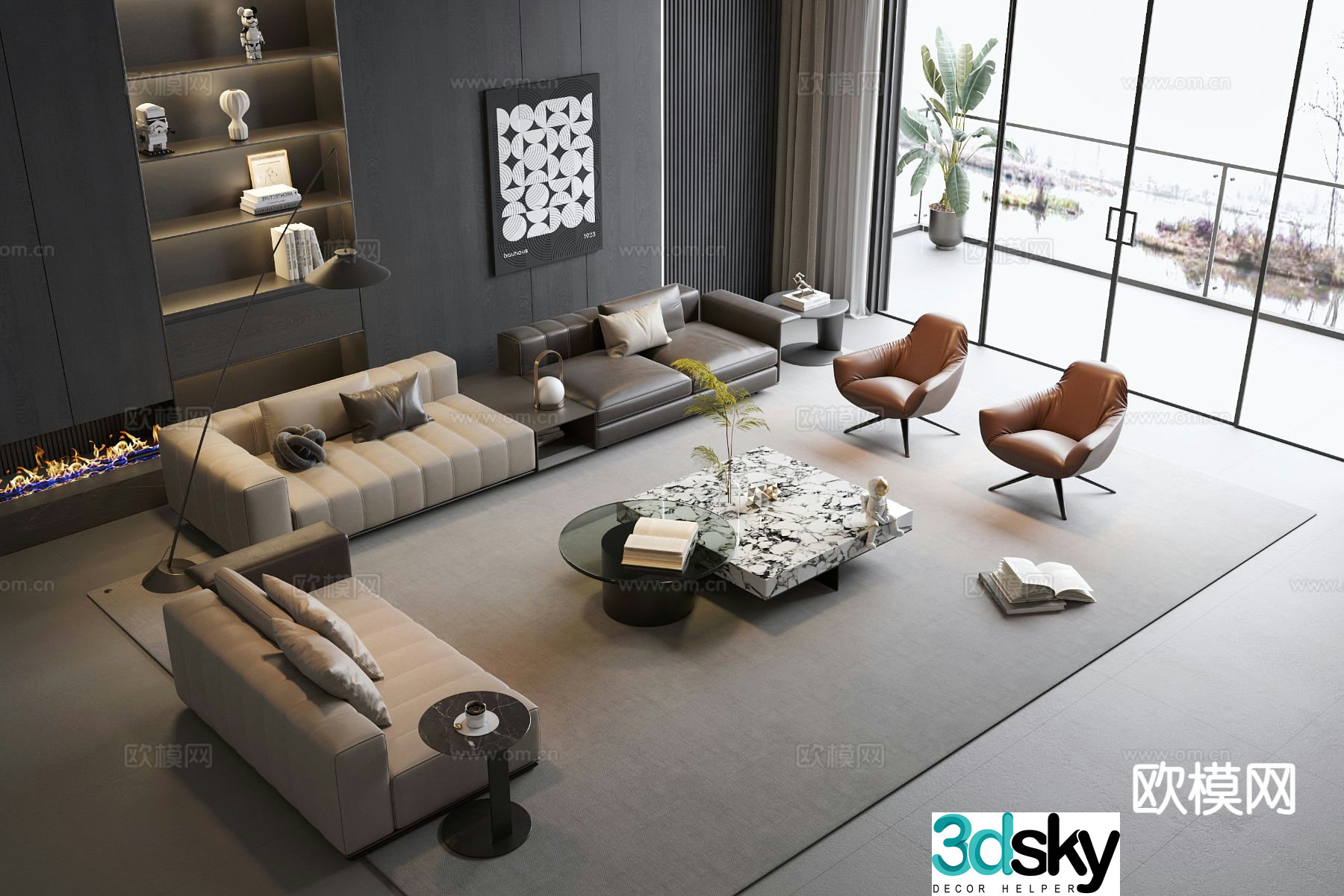 Italian sectional sofa 3d model