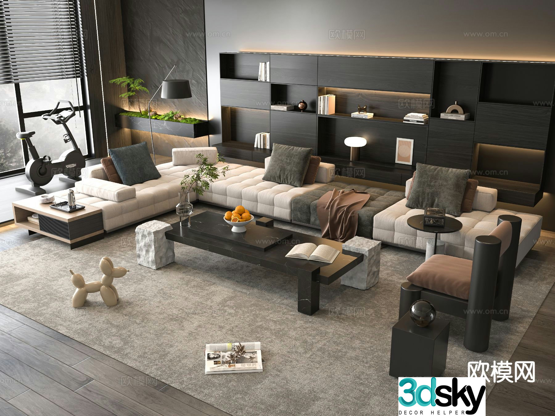 Italian sectional sofa 3d model