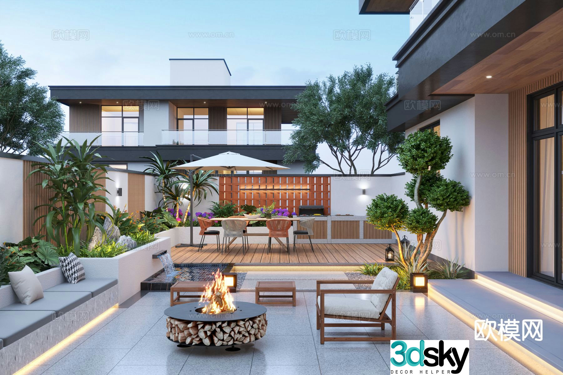 Courtyard landscape villa garden 3d model