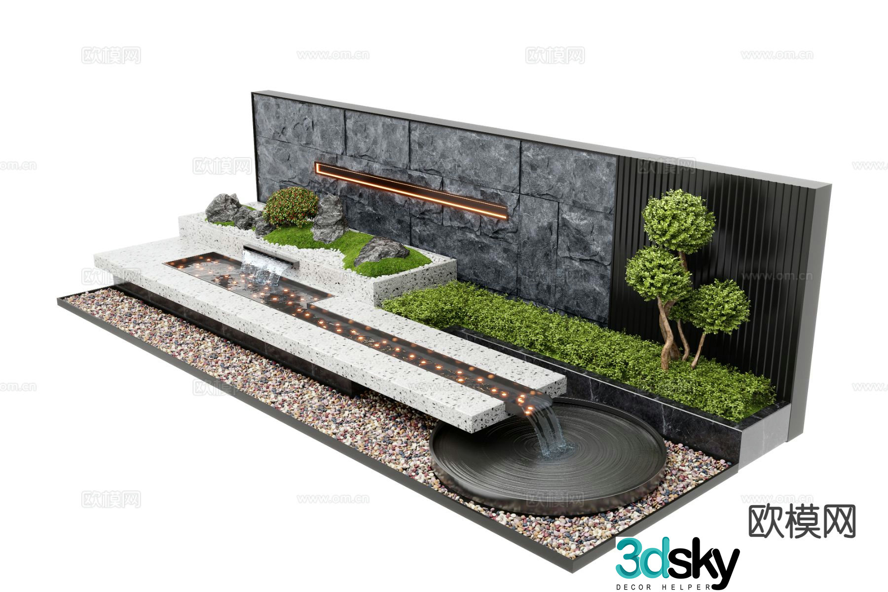 water feature wall landscape wall water feature flowing water 3d model