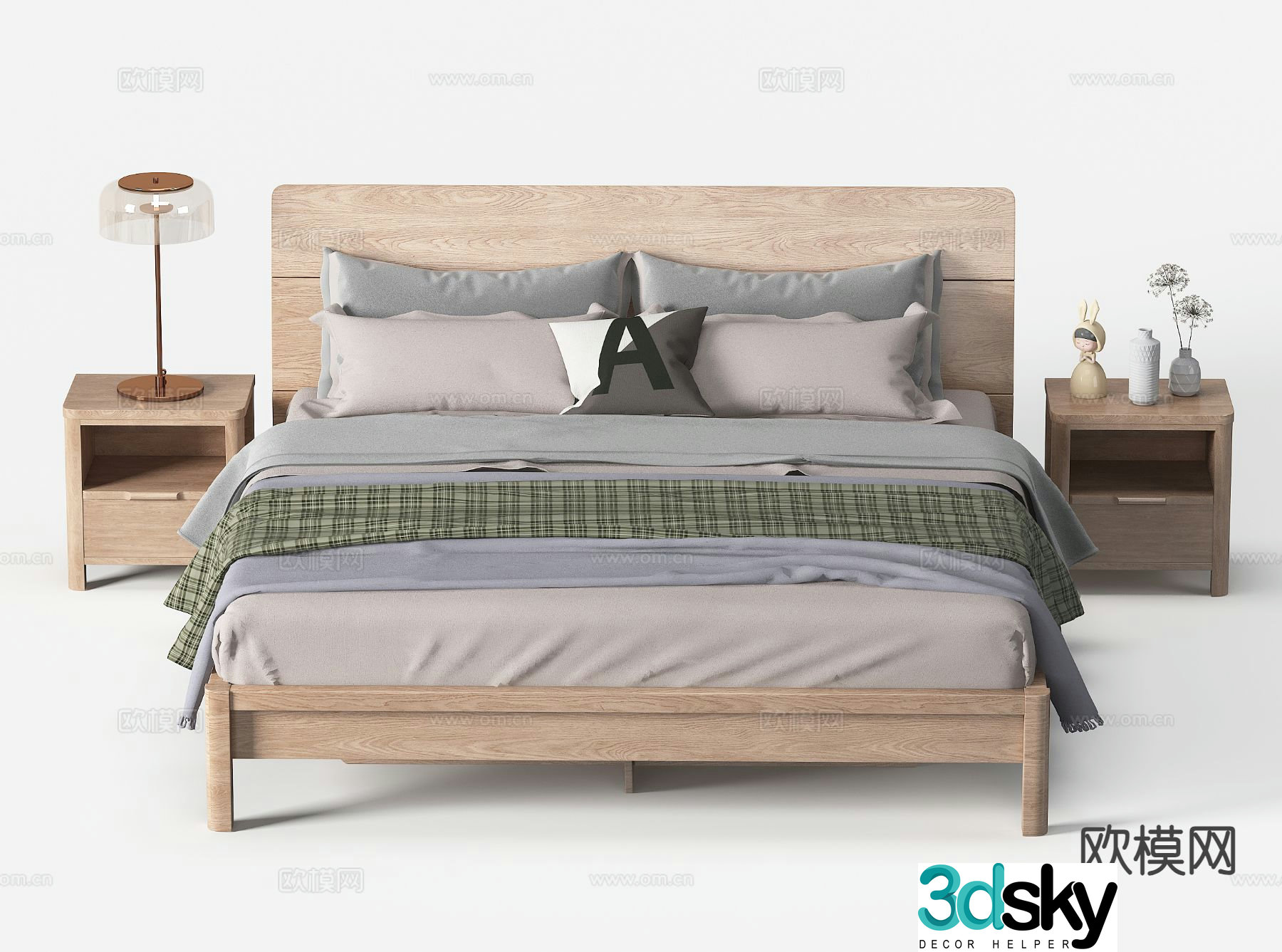 Nordic double bed 3d model