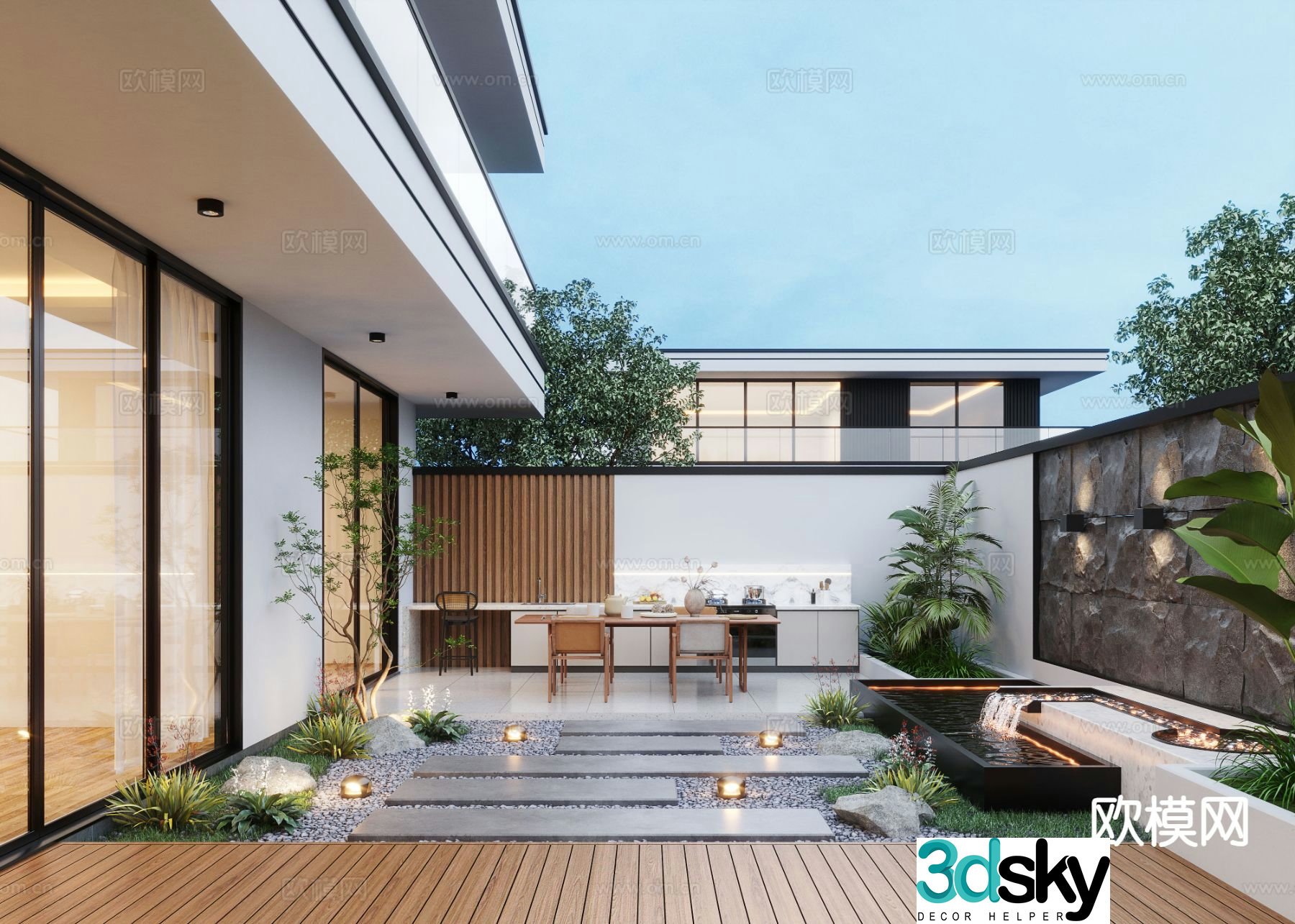 Courtyard landscape villa garden 3d model