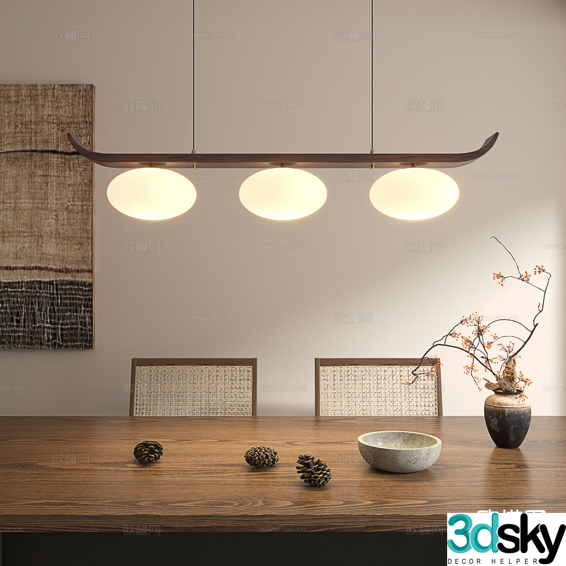 Wabi-sabi style chandelier 3d model