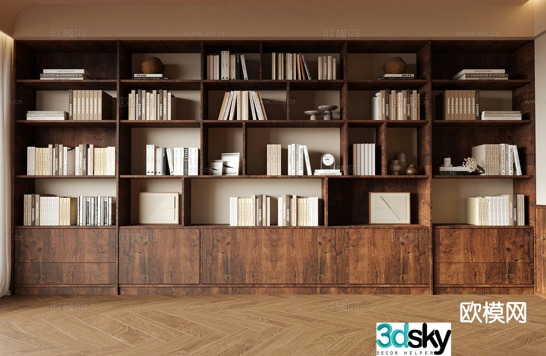 Middle-aged bookcase bookshelf 3D model
