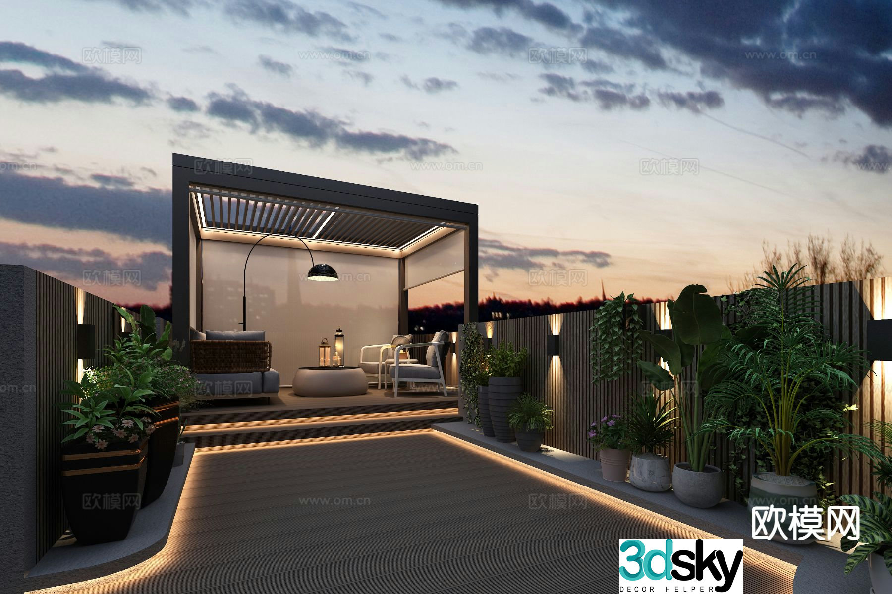 Modern balcony garden 3d model