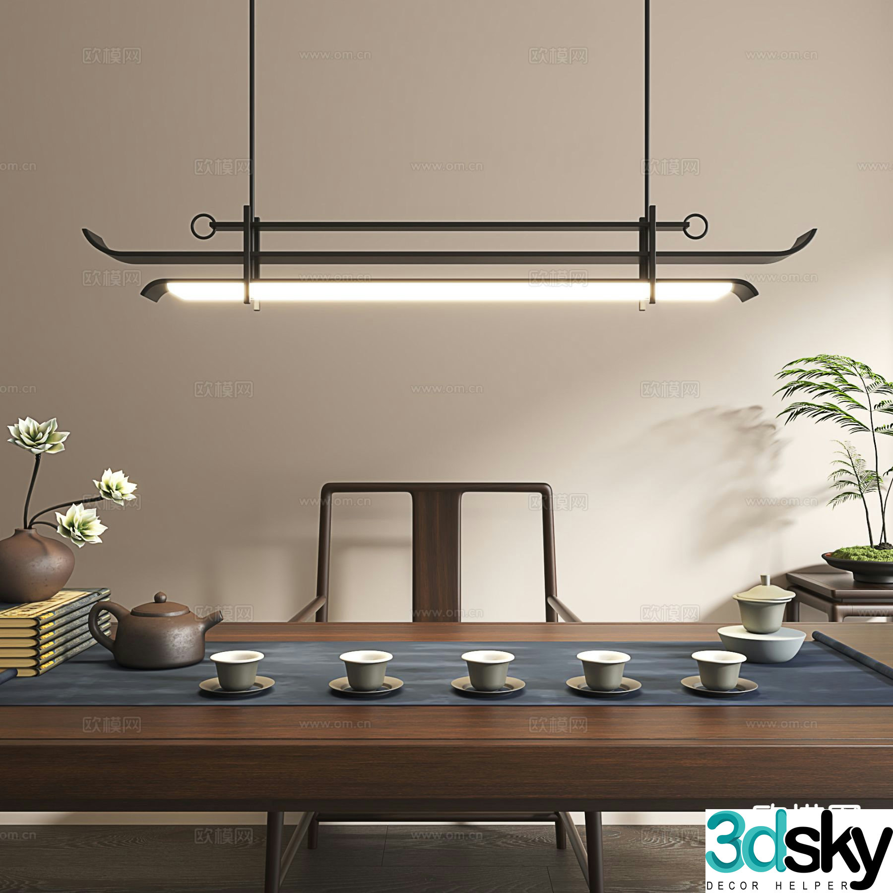 New Chinese style chandelier 3d model