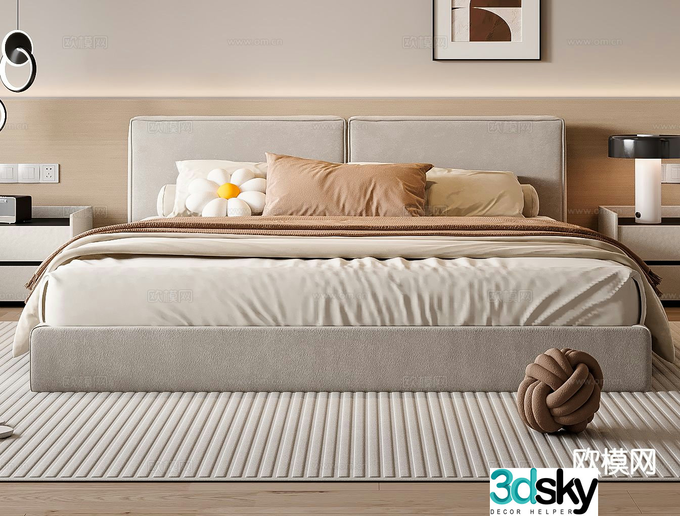 Modern double bed 3d model