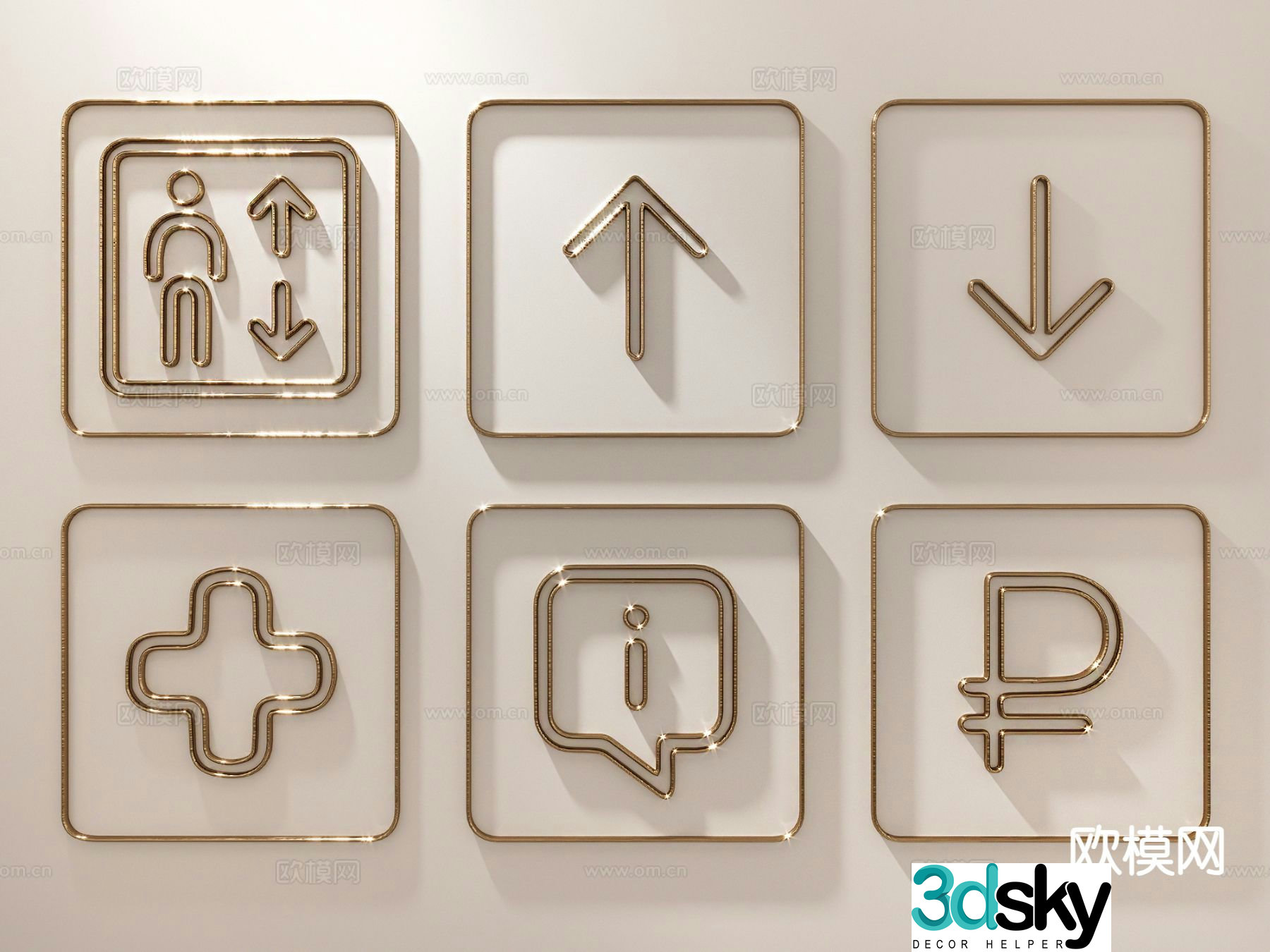 Shopping mall signage guide sign 3d model