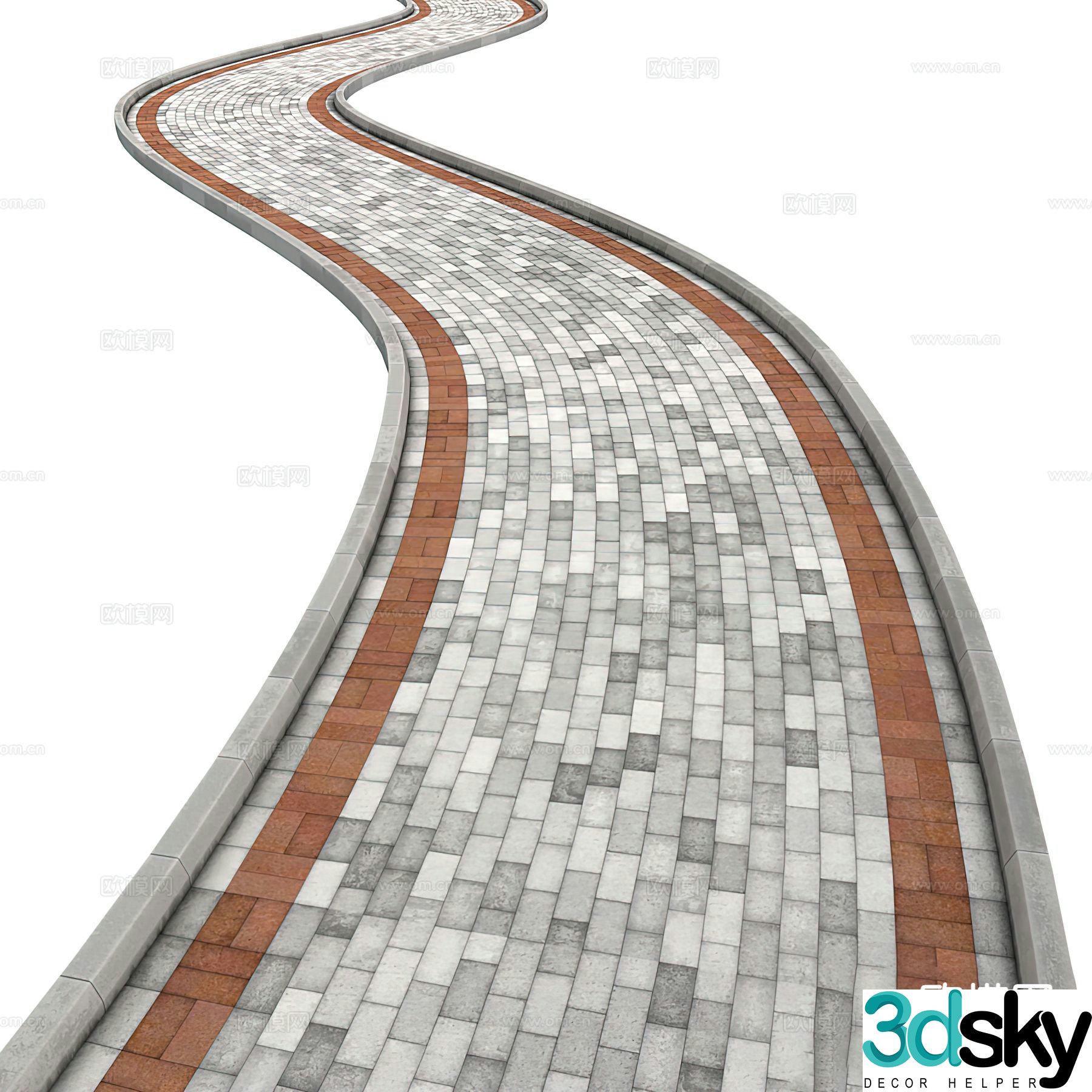 Outdoor path sidewalk stone brick 3d model