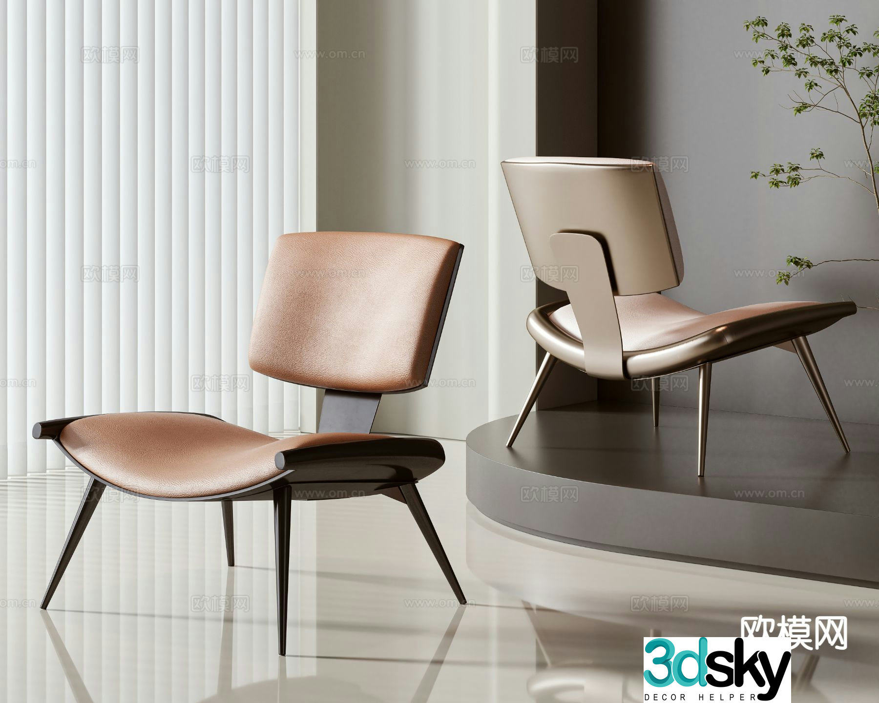 Leather chair lounge chair 3d model
