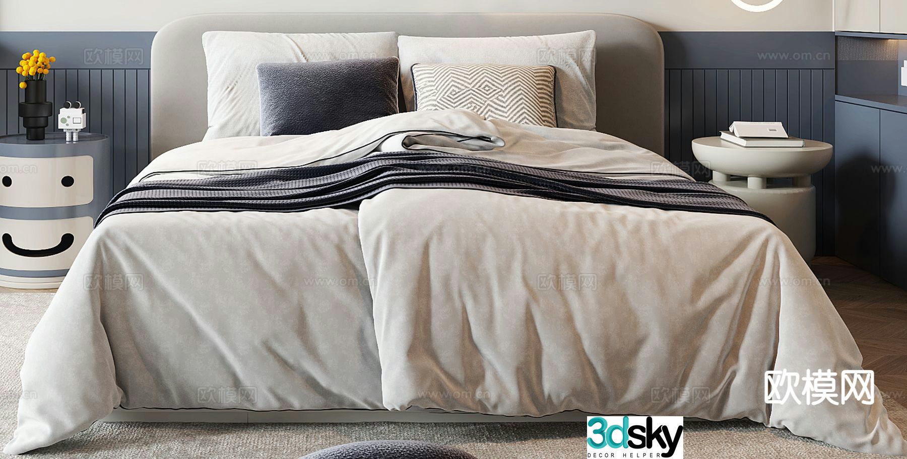 Modern children’s bed boy bed 3d model