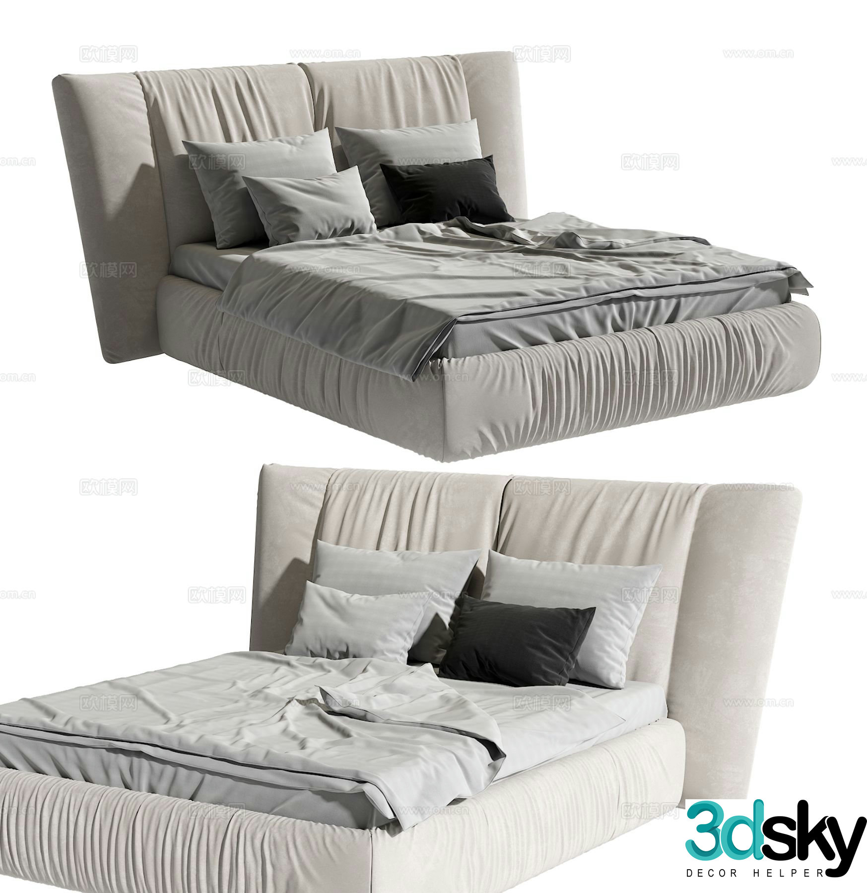 Modern double bed 3d model