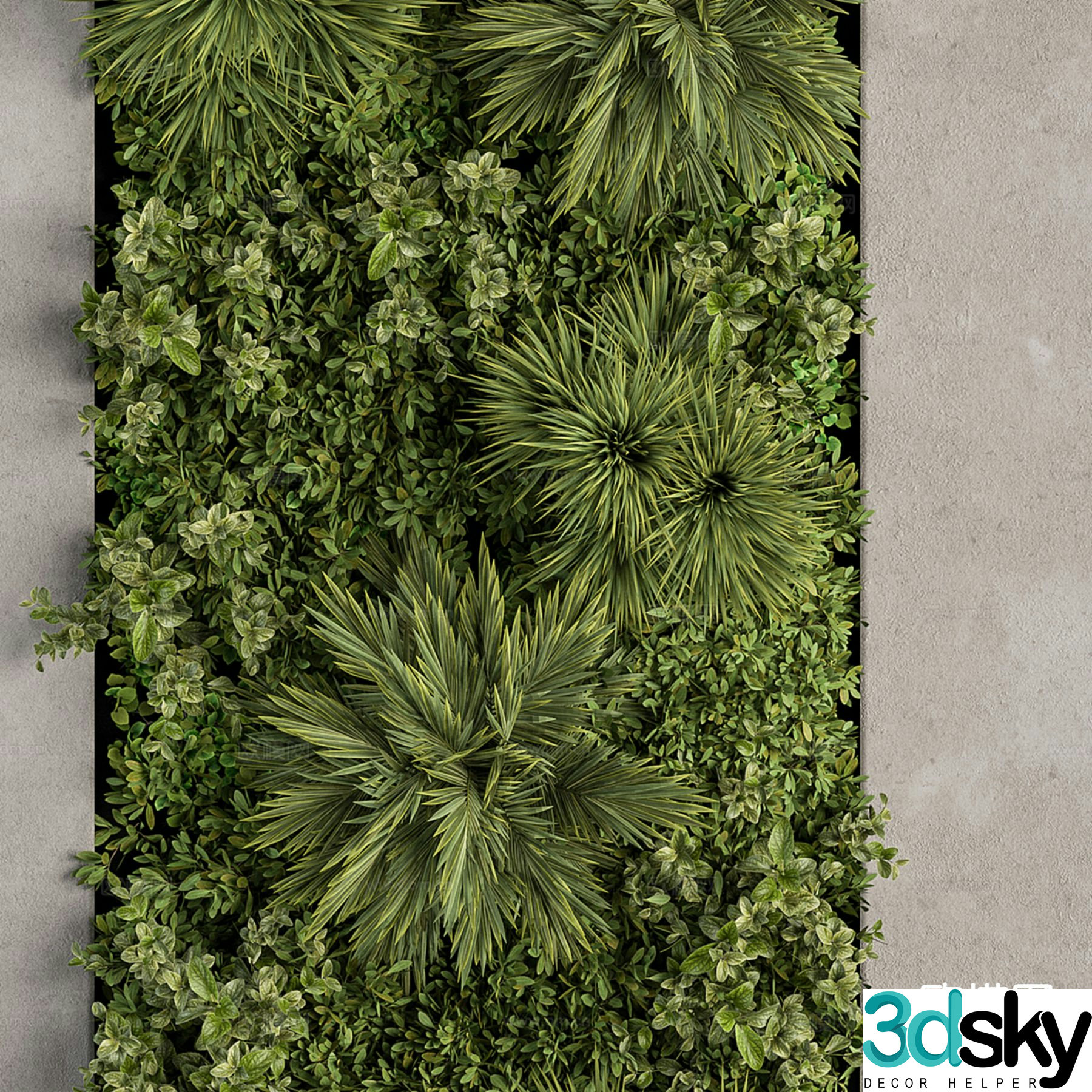Modern green plants plant wall 3d model