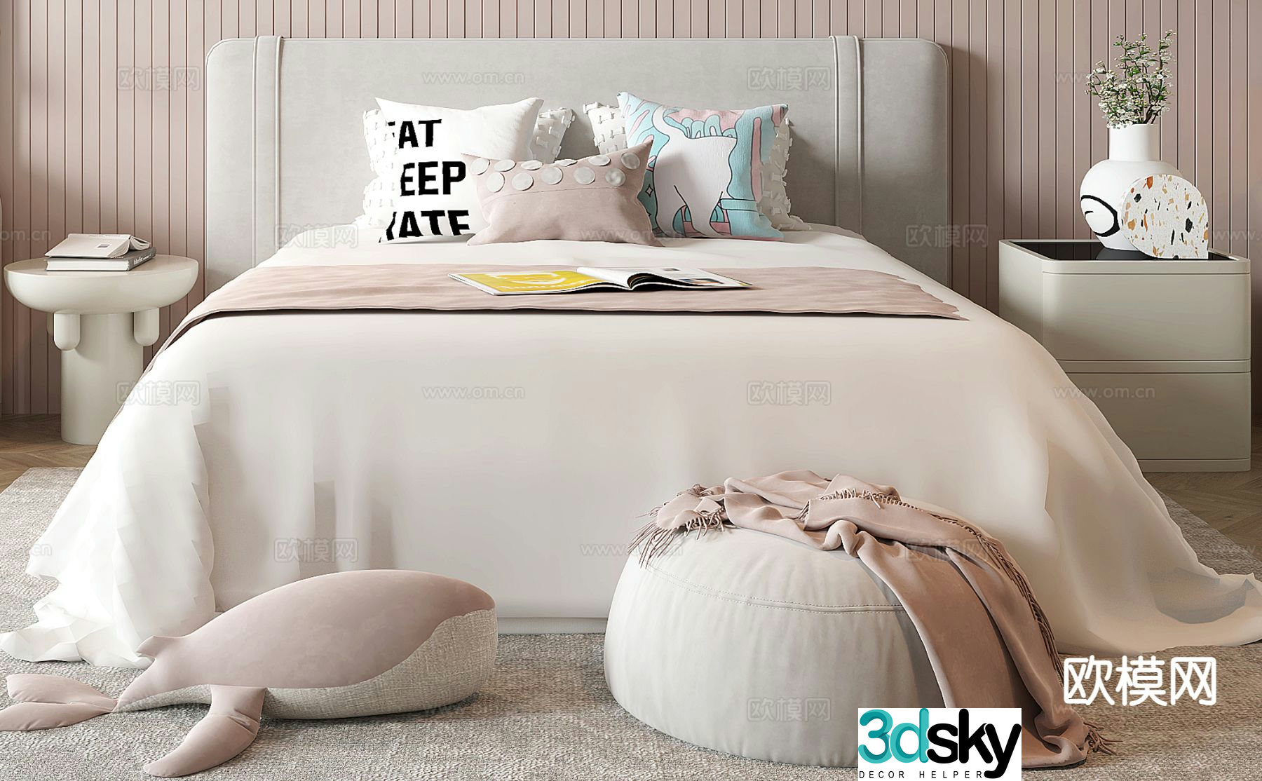 Modern children’s bed girl’s bed 3d model