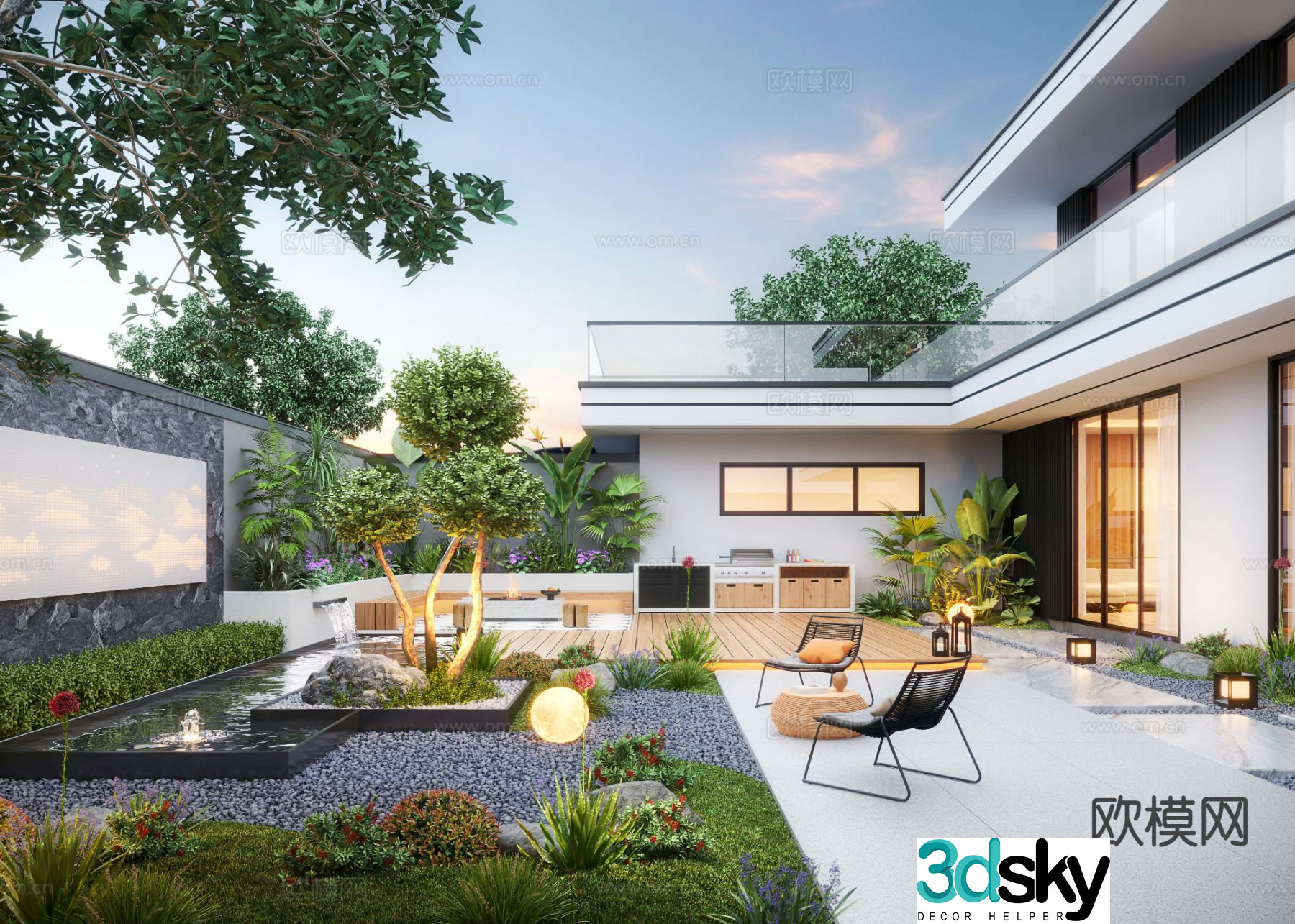 Courtyard landscape villa garden 3d model