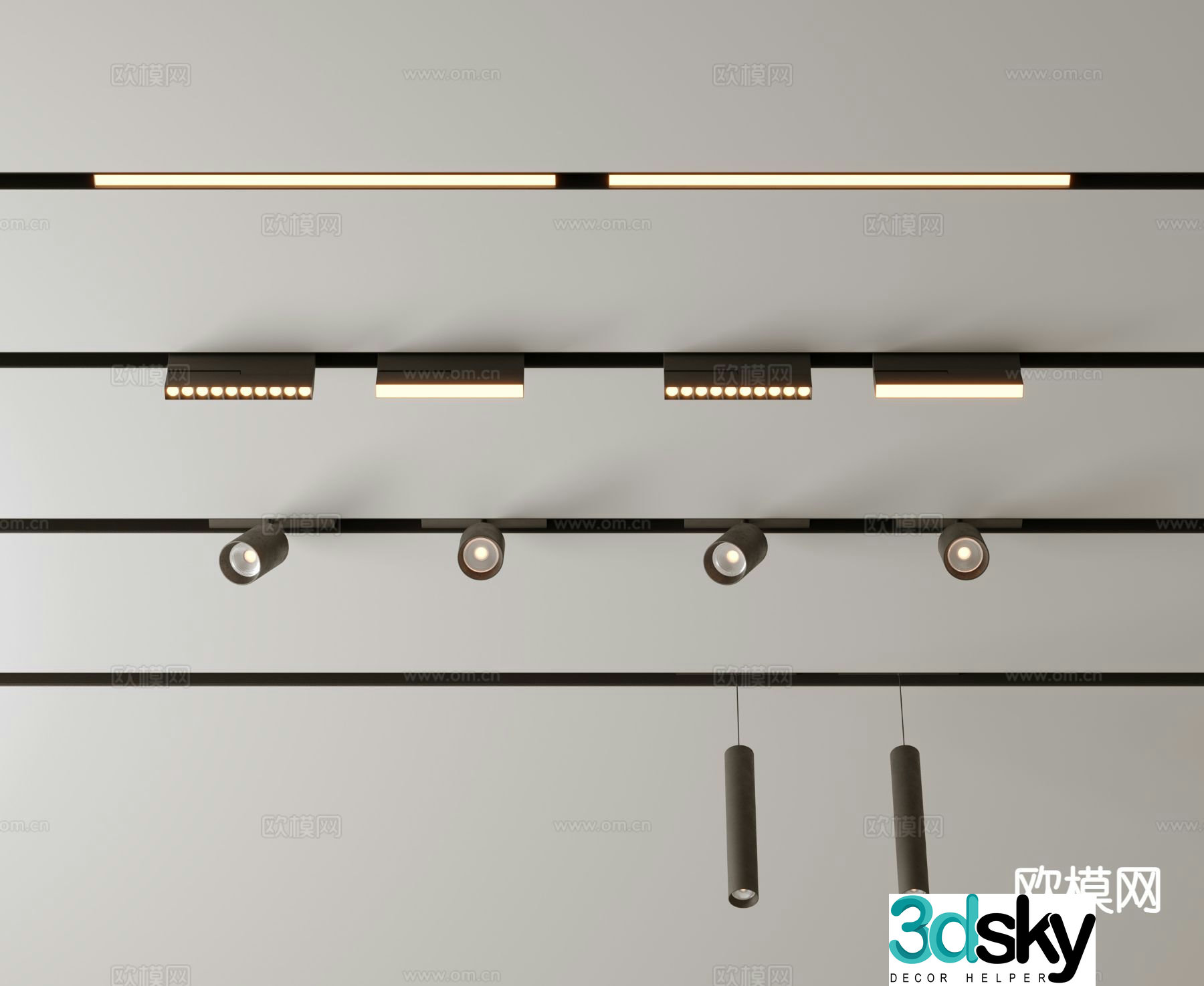 Surface mounted downlight recessed spotlight track light 3D model