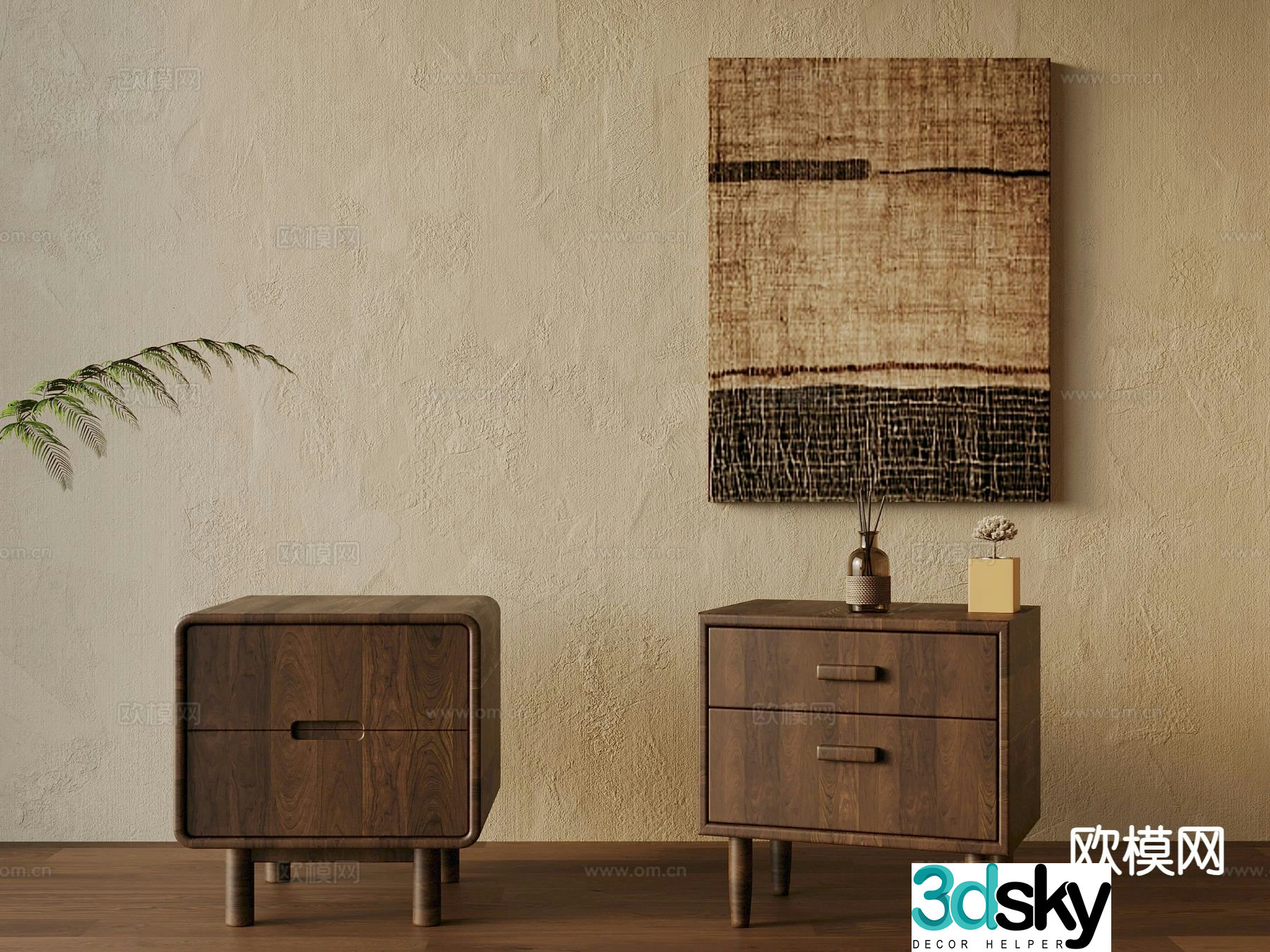 Nordic bedside table 3d model