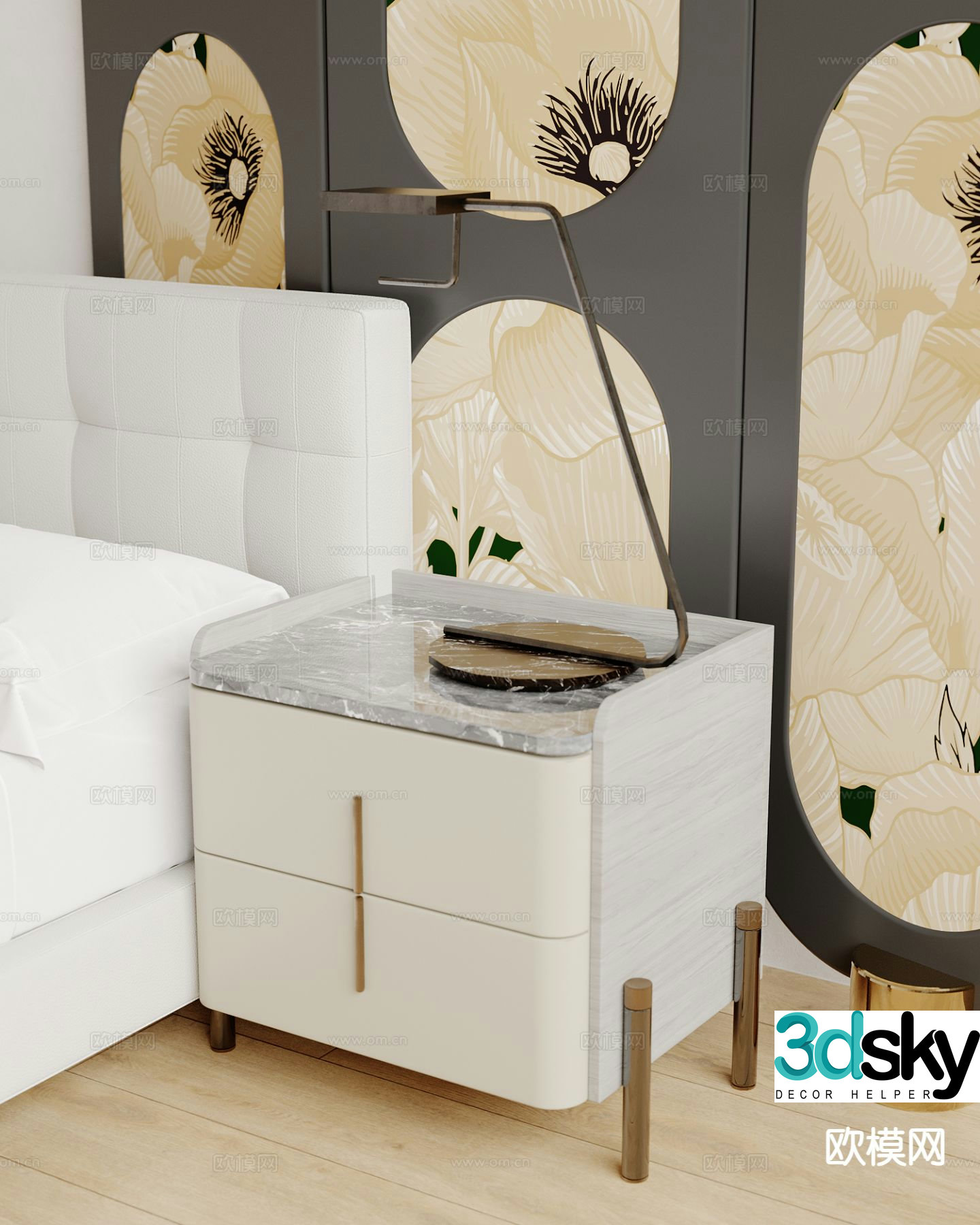 Modern bedside table 3d model